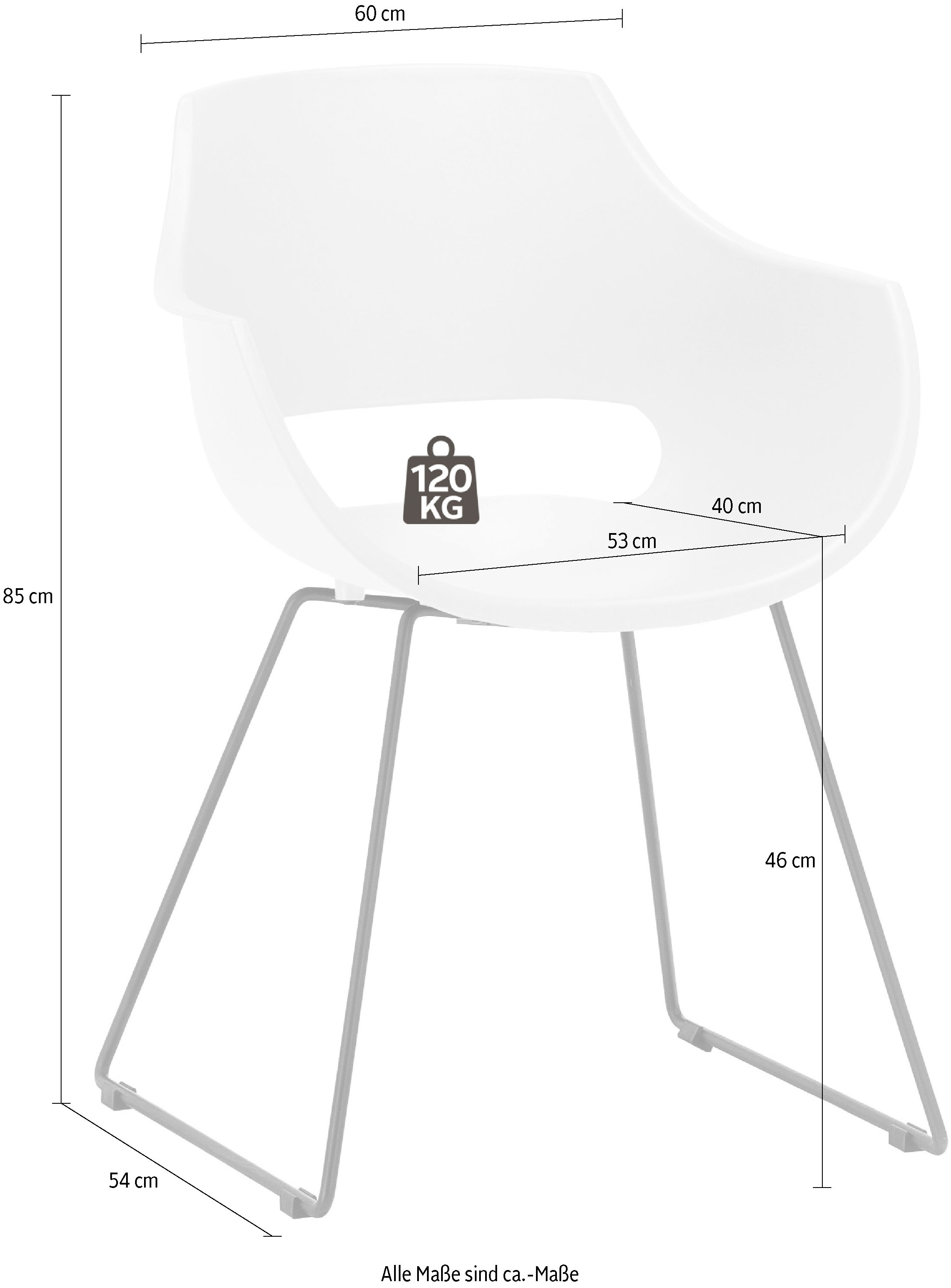 MCA furniture Schalenstuhl »Rockville«, (Set), 4 St., 4er-Set, Kufe, Kunststoff, Belastbarkeit 120 kg, Sitzhöhe ca. 46 cm