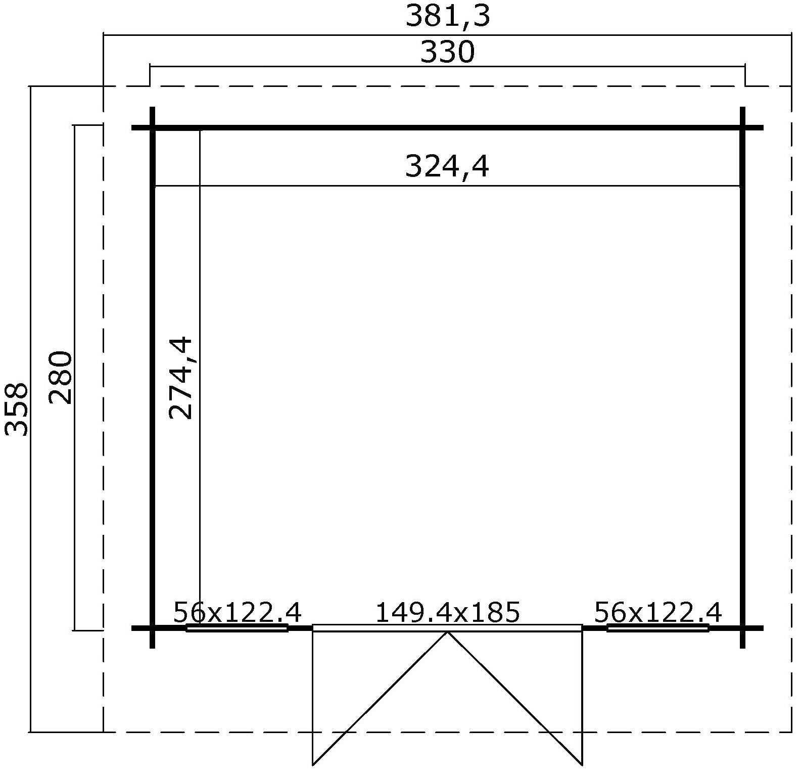 LASITA MAJA Gartenhaus »Robin 280«, Blochbohlenhaus 28mm, Fundamentmass 3300x2800, Schwedenrot