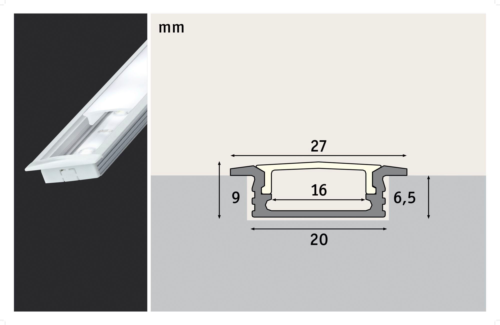 Paulmann LED-Streifen »Floor Profil Diffusor 100cm Alu« Satin,Alu/Kunststoff bestellen mit eloxiert, Alu | BAUR