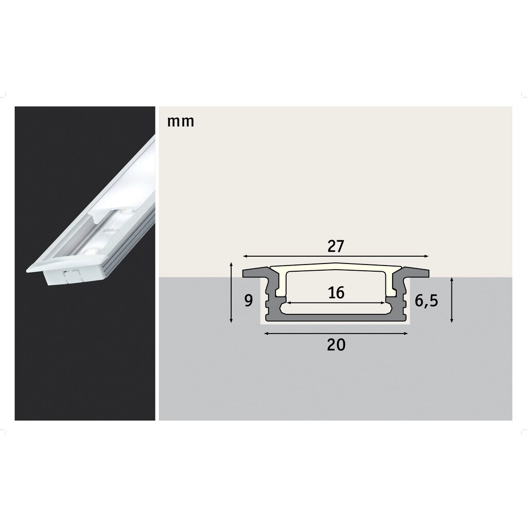 Paulmann LED-Streifen »Floor Profil mit Diffusor 100cm Alu eloxiert, Satin,Alu/Kunststoff Alu«