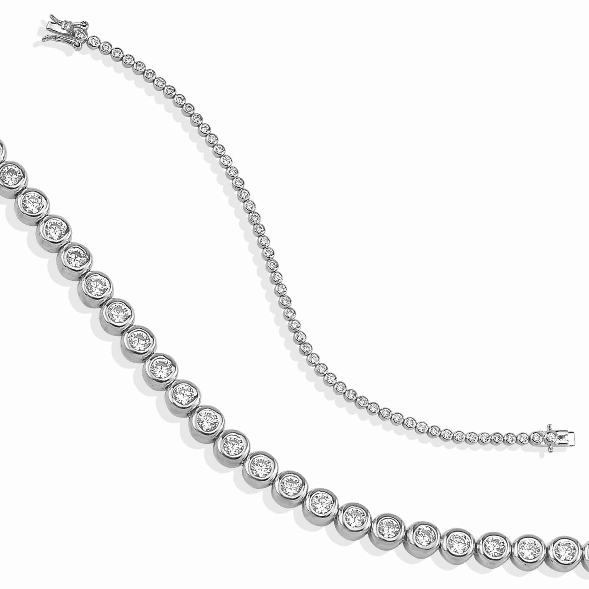 Armband DKENIZ "925/- Sterling Silber Tennisarmband", silber (silber, weiß), Armbänder, Damen, 18cm, Silber 925 (Sterlingsilber), glänzend, Armband