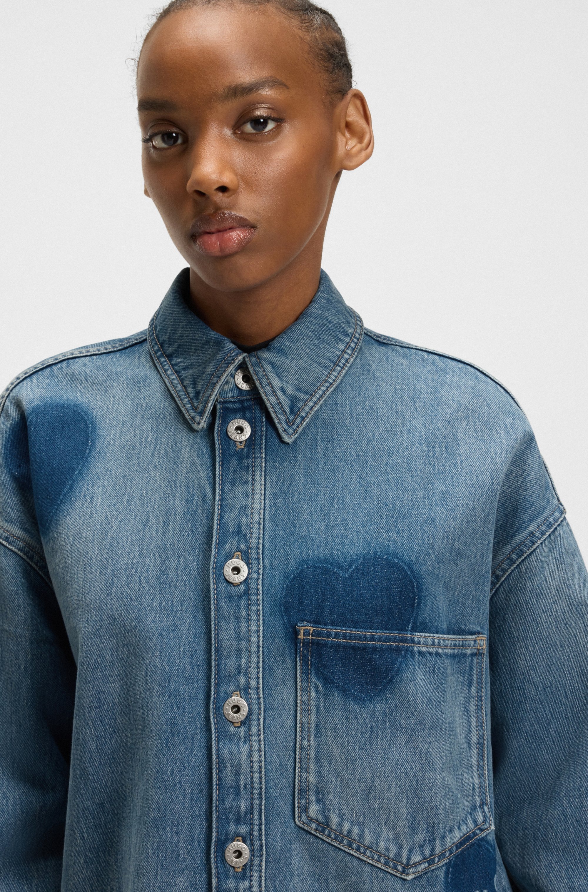 HUGO Blue Jeanshemd "Garesa", im Relaxed Fit, mit Laserdruck günstig online kaufen