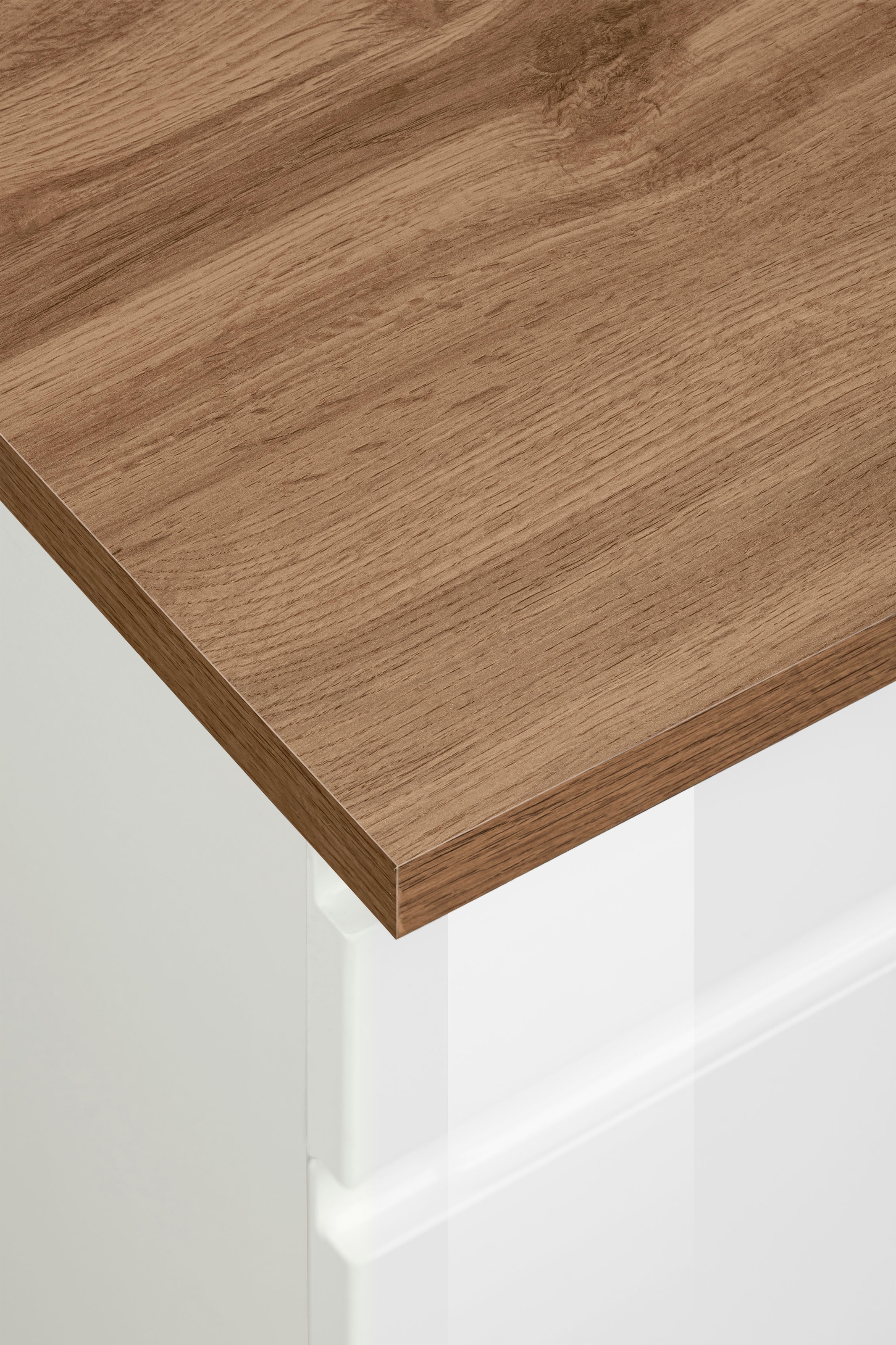 KOCHSTATION »KS-Virginia,neu in verbesserter Ausführung« Arbeitsplatte 38 mm stark, Stauraum, Softclose,  Breite 350 cm, Soft-Close, ohne E-Geräte