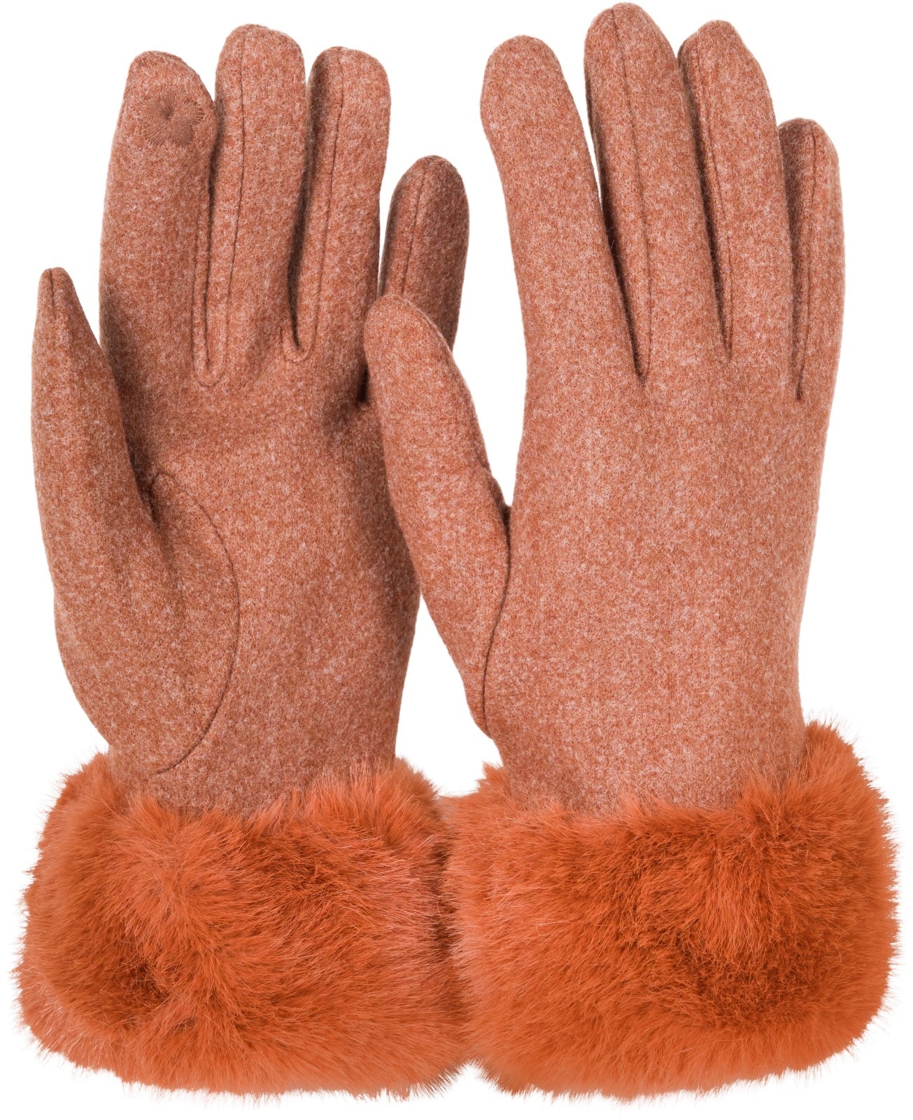 styleBREAKER Fleecehandschuhe "Unifarbene Touchscreen Handschuhe mit Kunstfell" 2 Stk.