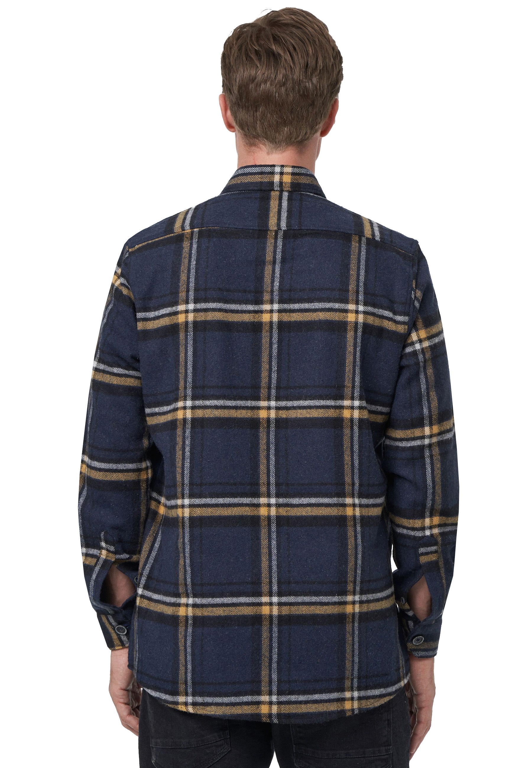 Langarmhemd RUSTY NEAL, Herren, Gr. S, EURO-Größen, blau (dunkelblau, meliert), 65% Polyacryl, 20% Polyester, 15% Baumwolle, kariert, Hemden, im trendigen Holzfäller-Look 3