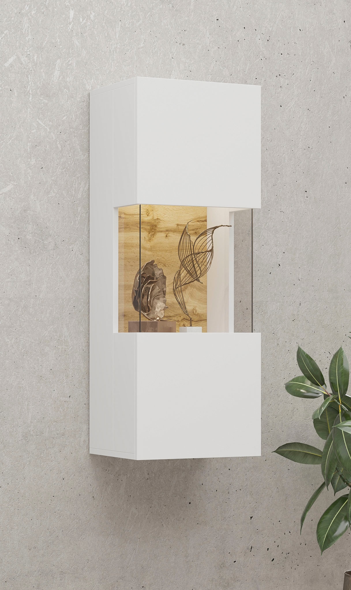 Home affaire Hängevitrine "Ava, Breite 36 cm, hängend montierbar" moderne grifflose Vitrine, Eckverglasung