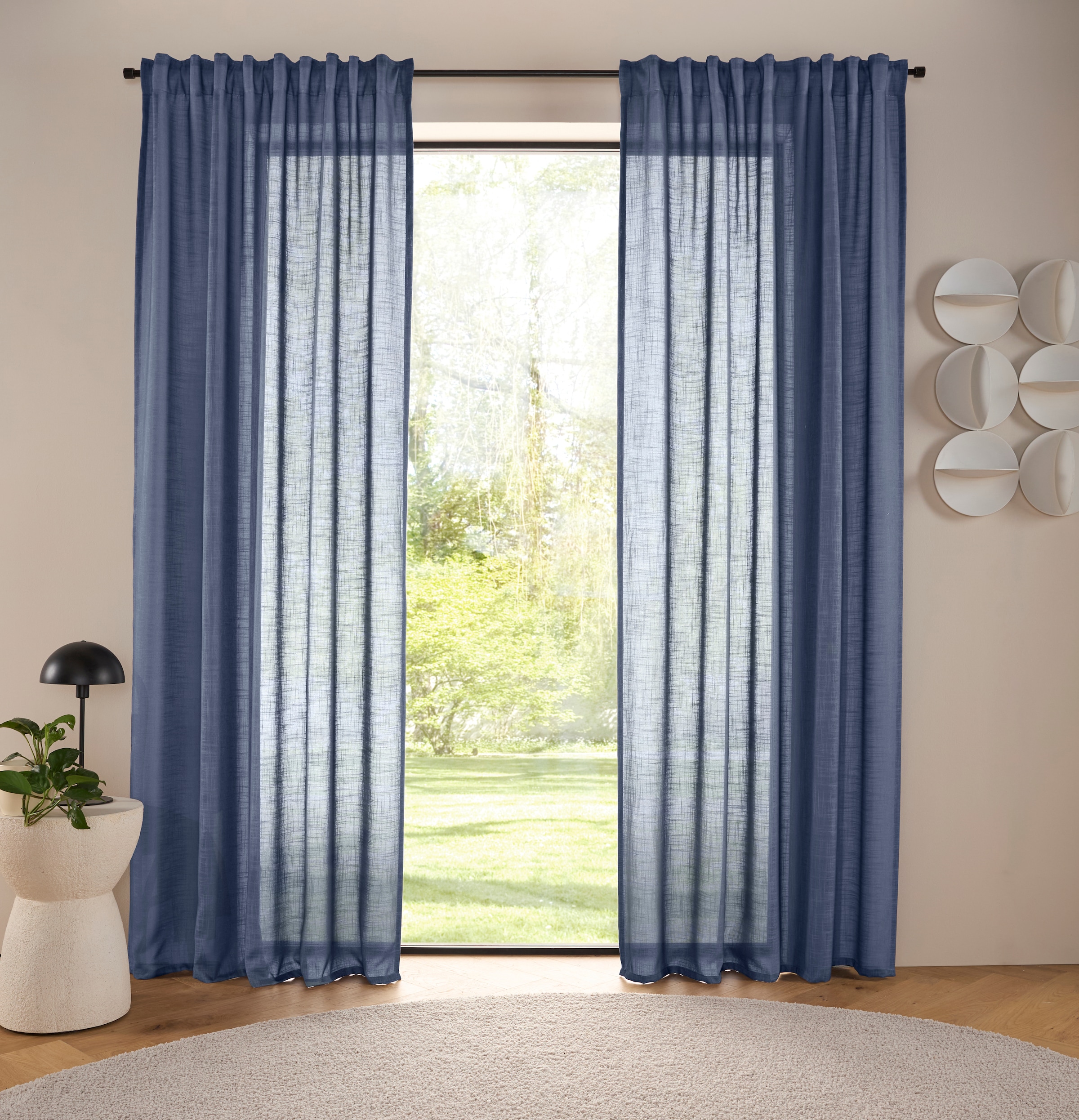 LeGer Home by Lena Gercke Gardine »Marusha« Multifunktionsband 2 Stk. tlg. 1 Schal, Leinenoptik, grob gewebt, verschiedene Größen,