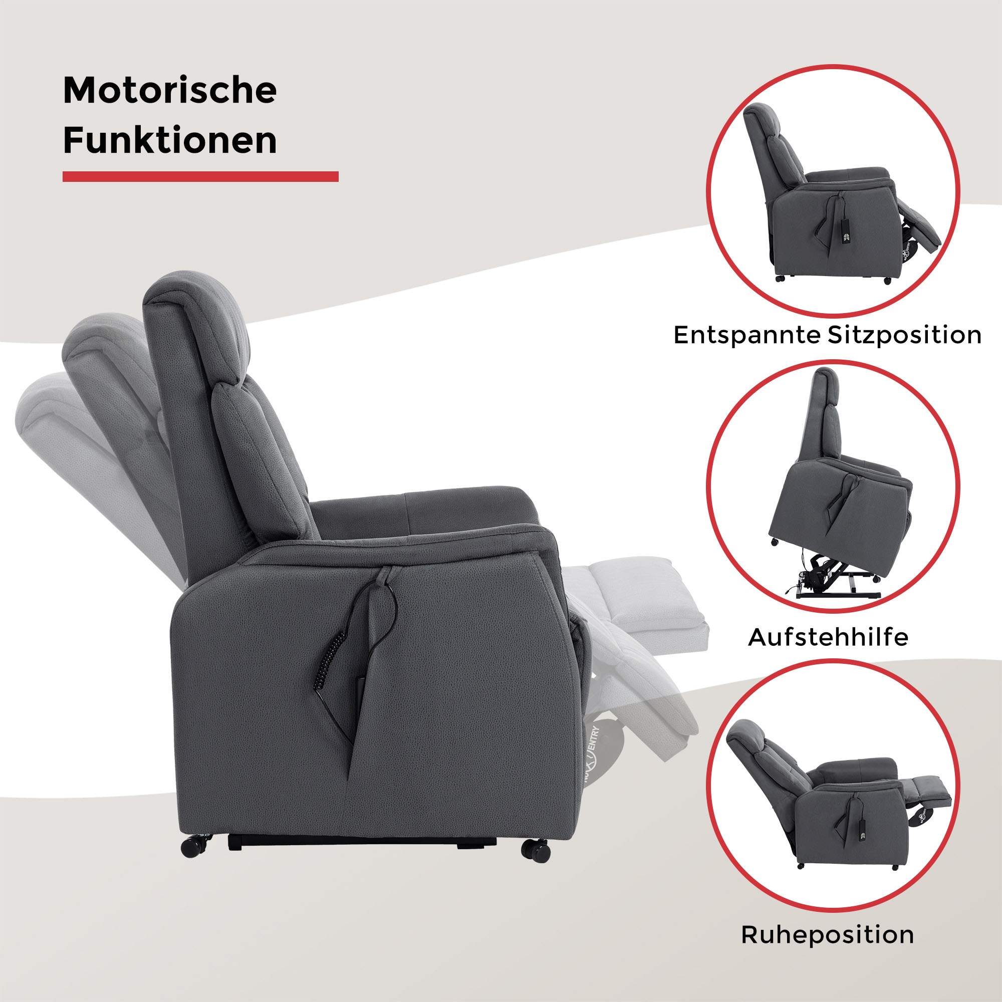Duo Collection TV-Sessel »Sorrent mit regulierbarer Sitzheizung, elektrischer Aufstehhilfe« Relaxfunktion und Taschenfederkern mit Stahlwellenunterfederung