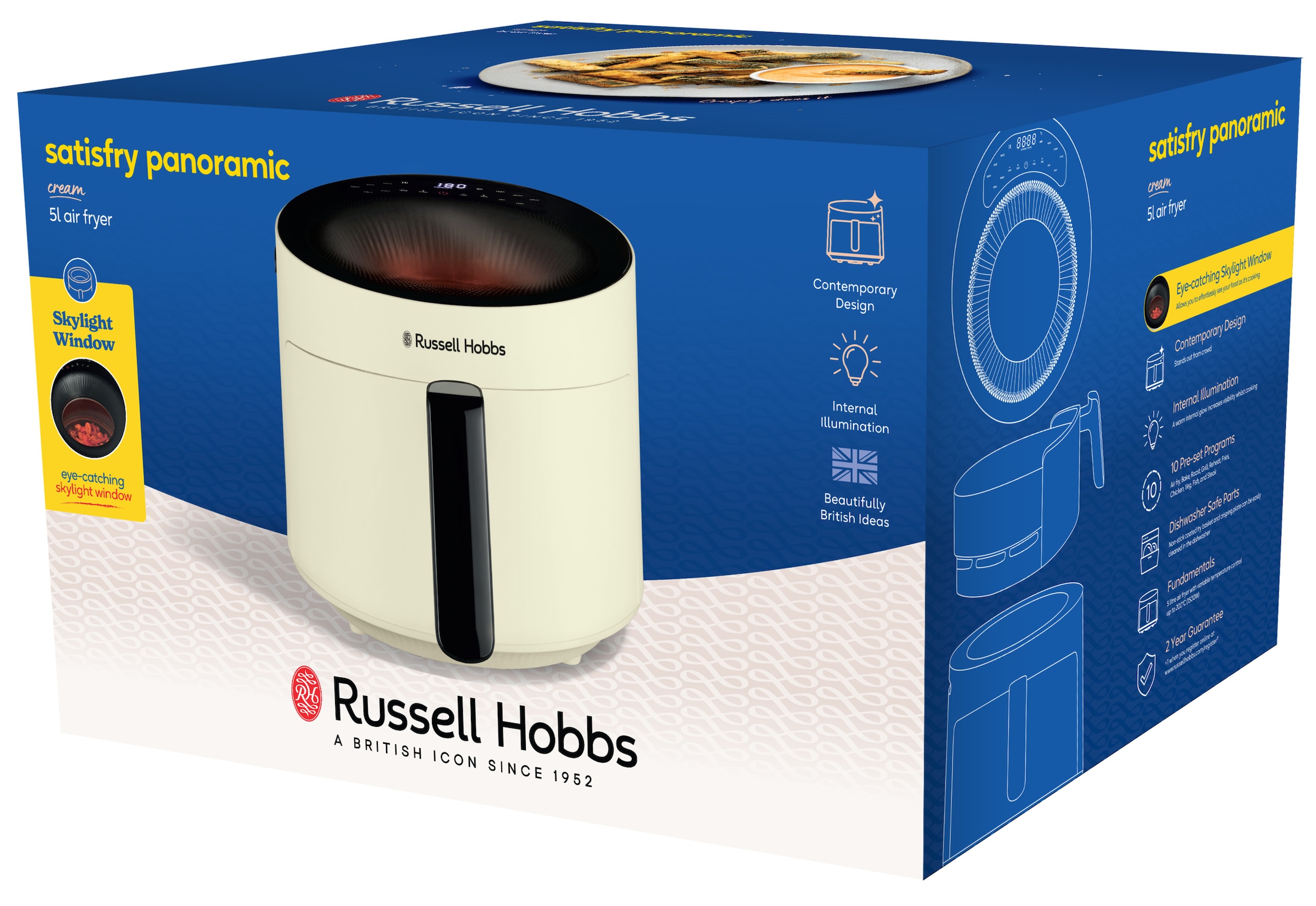 RUSSELL HOBBS Heißluftfritteuse »SatisFry Panoramic AirFryer(27421-56)«, 1500 W, mit Sichtfenster, 10 Programme., wenig oder kein Öl erforderlich