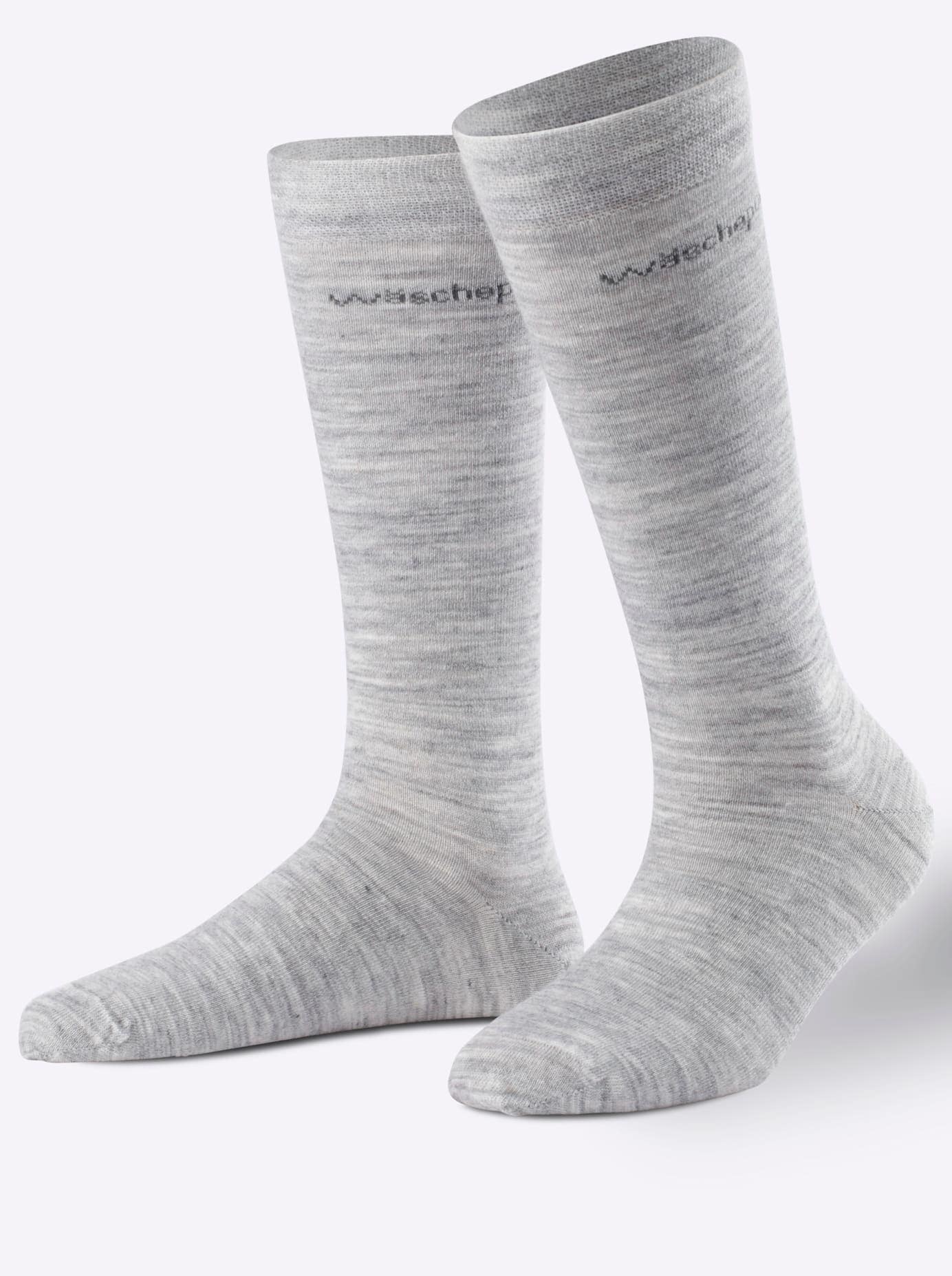 WÄSCHEPUR Damen Kniestrümpfe, Gr. 1, grau, 53% Wolle, 46% Polyamid, 1% Elasthan, Socken