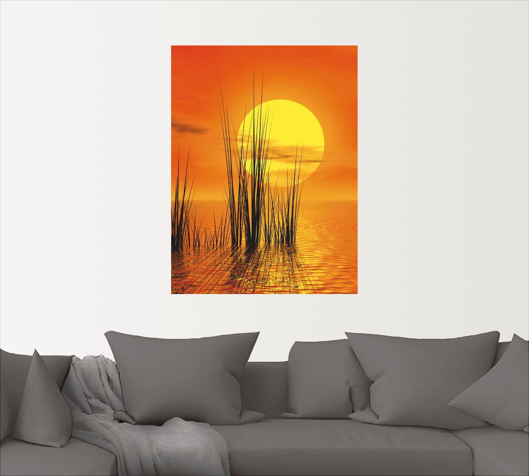 Artland Wandbild "Sonnenuntergang mit Schilf", Sonnenaufgang & -untergang, günstig online kaufen