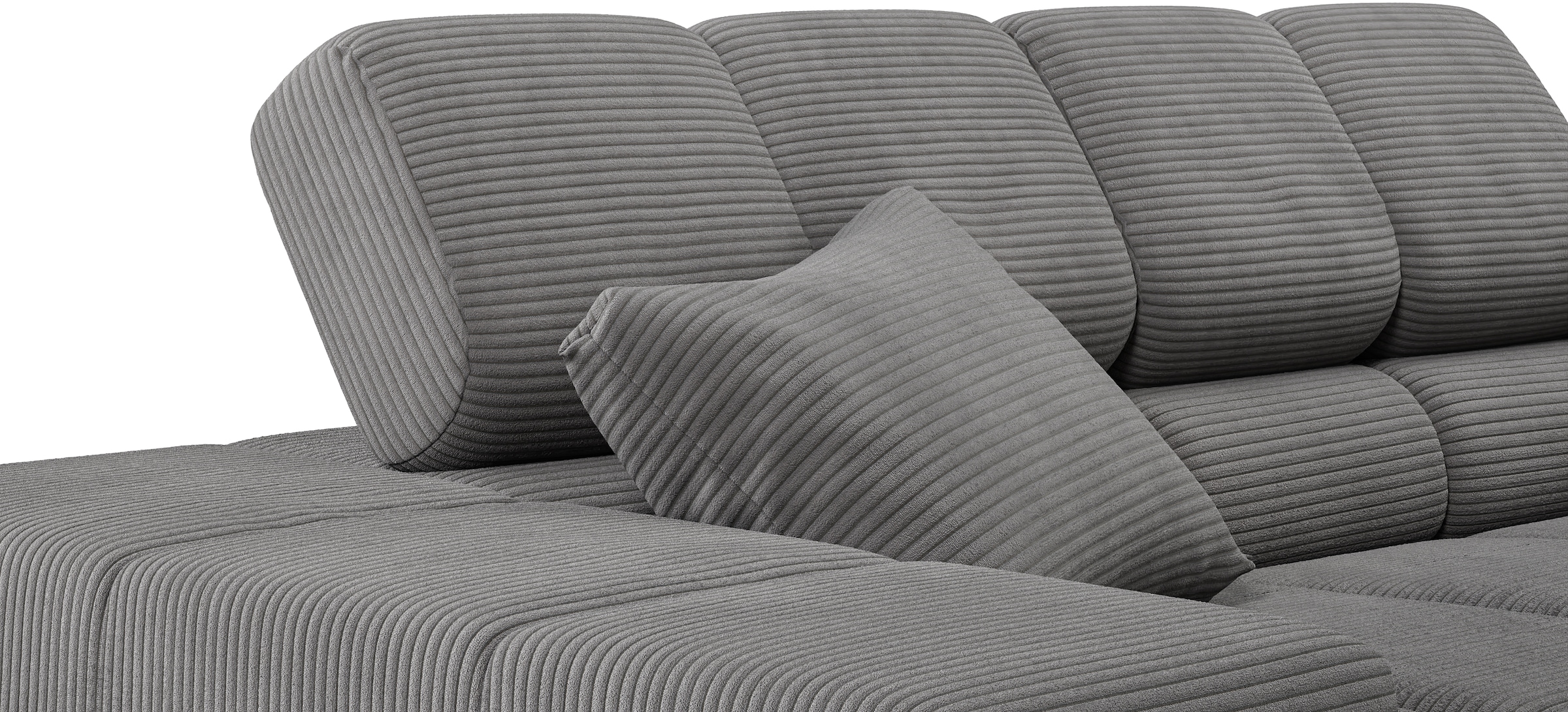 INOSIGN Ecksofa »Ancona incl. Kopfteilverstellung, Zierkissen Breite 319cm, L-Form«, wahlweise motorische Sitztiefenverstellung, auch in Cord + Easy Care