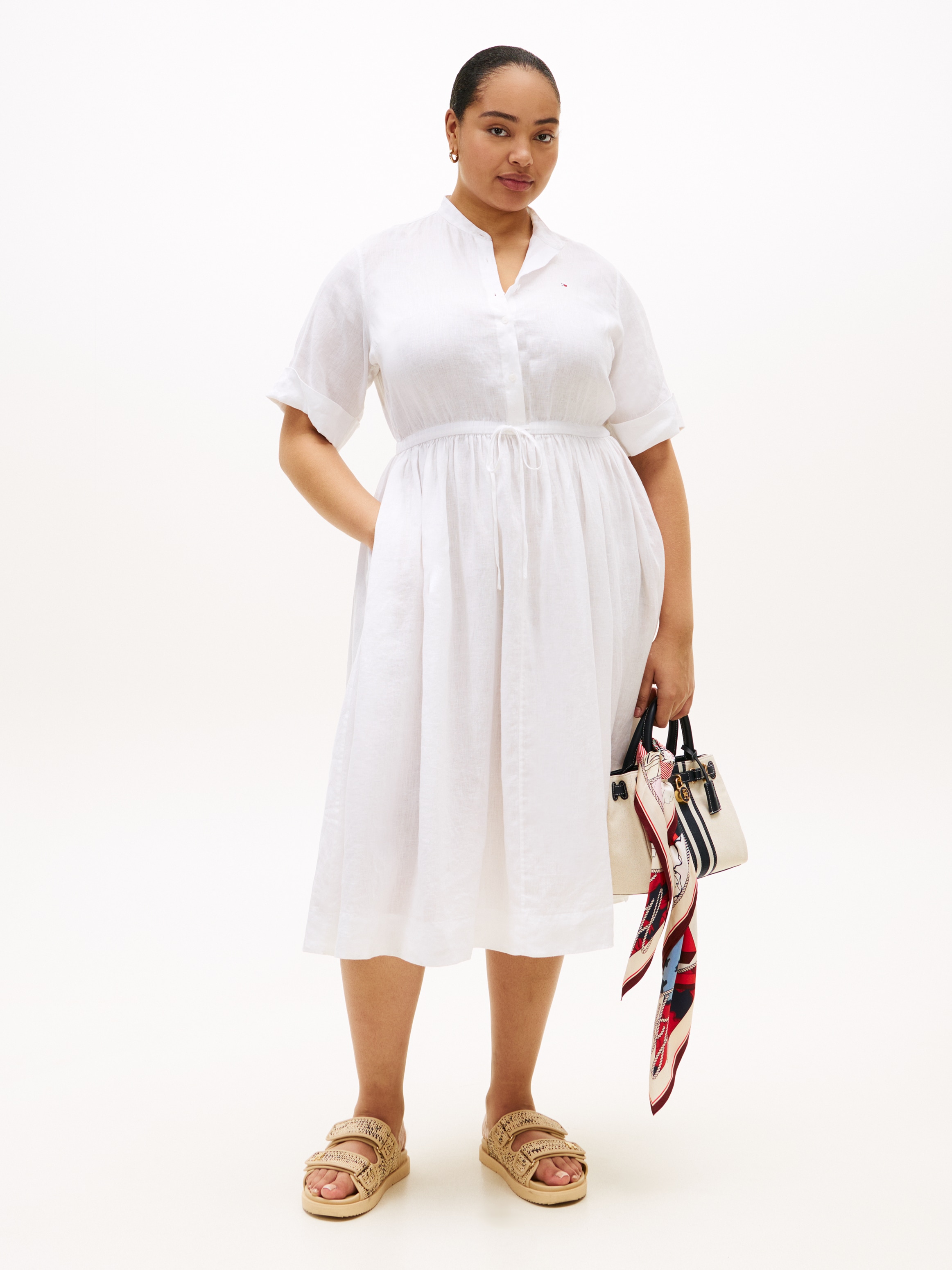 Tommy Hilfiger Curve A-Linien-Kleid "CRV LINEN MIDI SHIRT DRESS SS" in groß günstig online kaufen