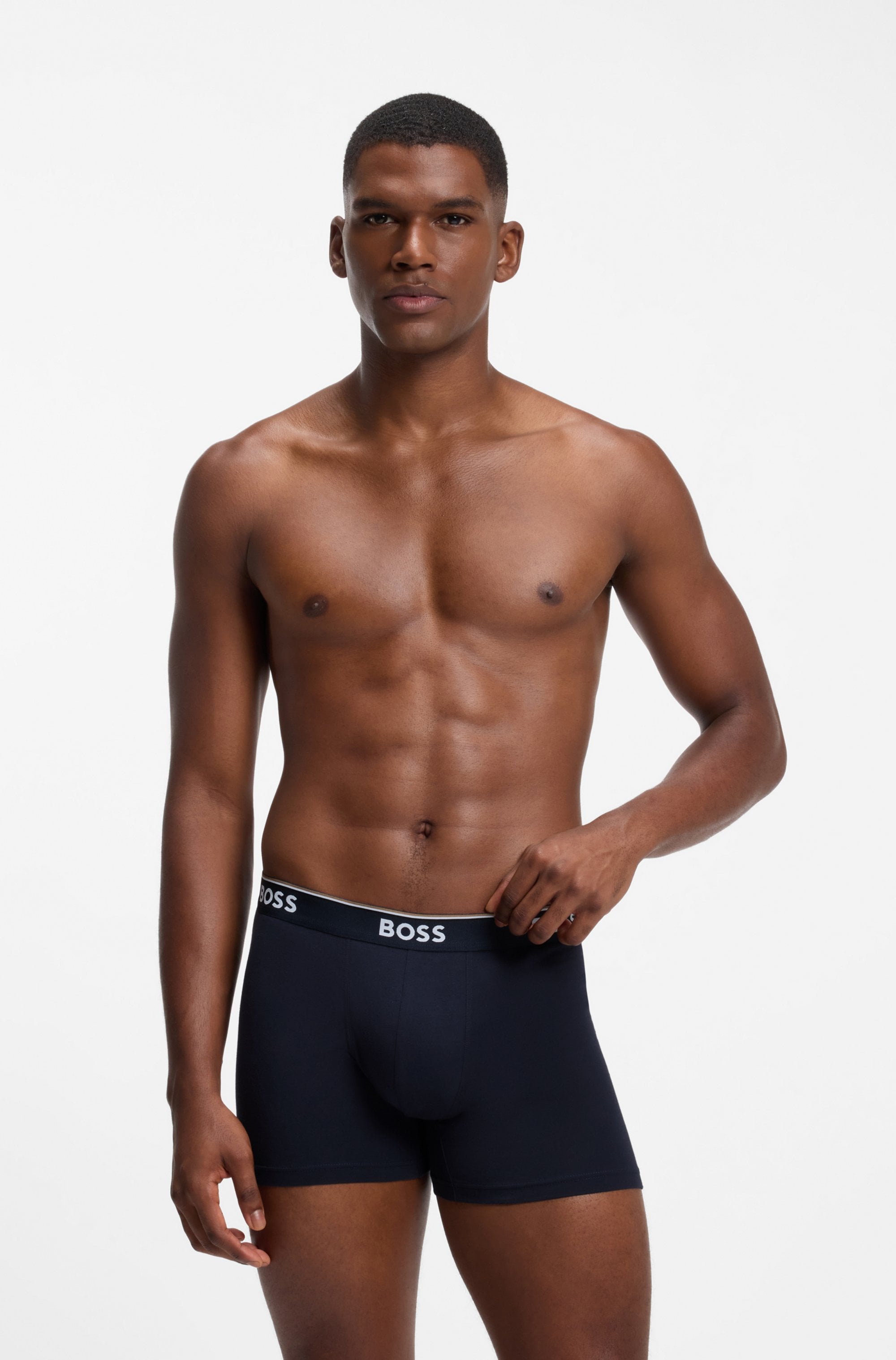 BOSS Boxershorts Packung, 3 Stk. längeres Bein, anliegend, aus Stretch-Baumwolle