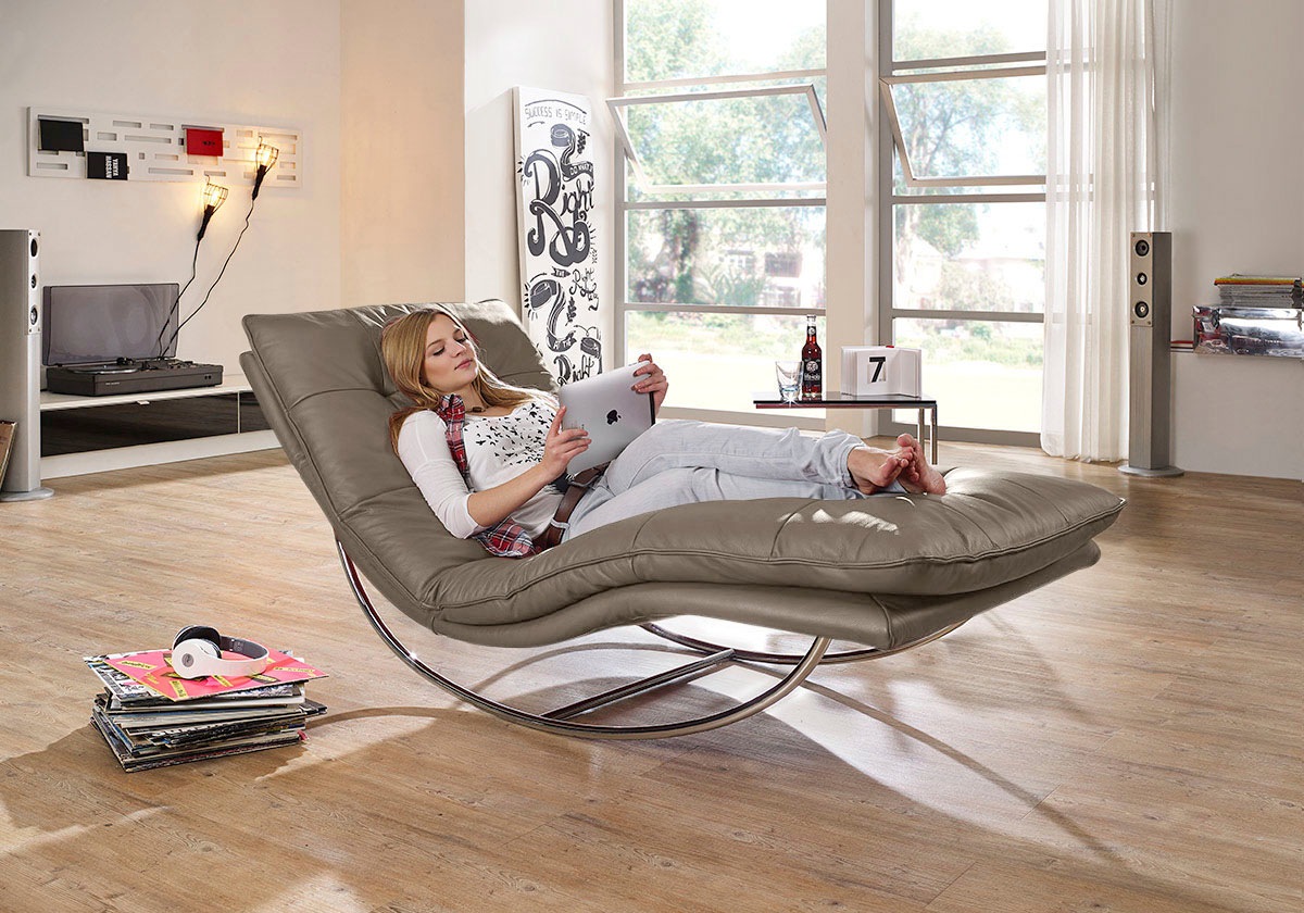 W.SCHILLIG Relaxliege »daily dreams«, in Waffelkissen-Optik, Schaukelgestell Chrom glänzend, in 2 Breiten