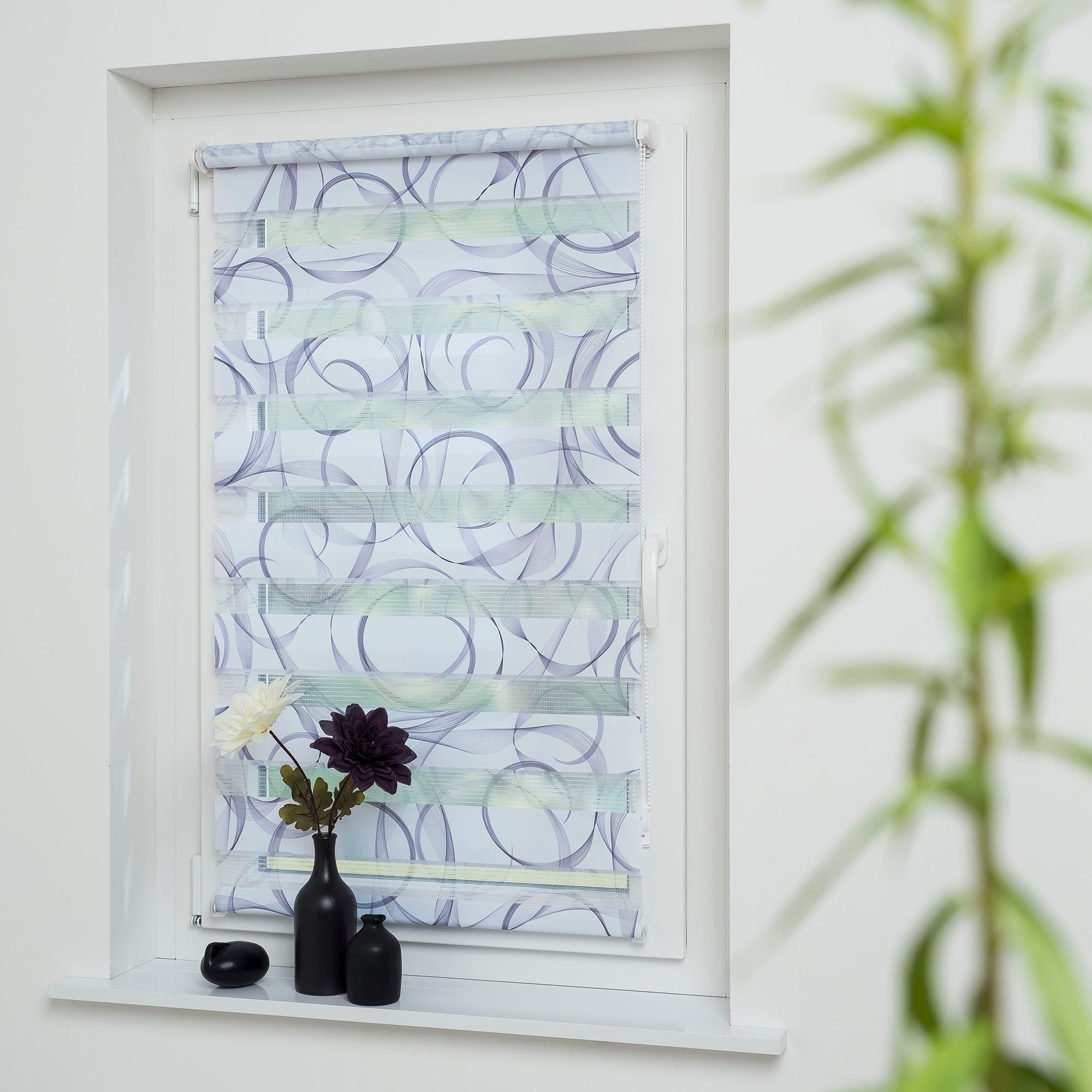 Liedeco Doppelrollo "Espiral" Lichtschutz ohne Bohren freihängend günstig online kaufen