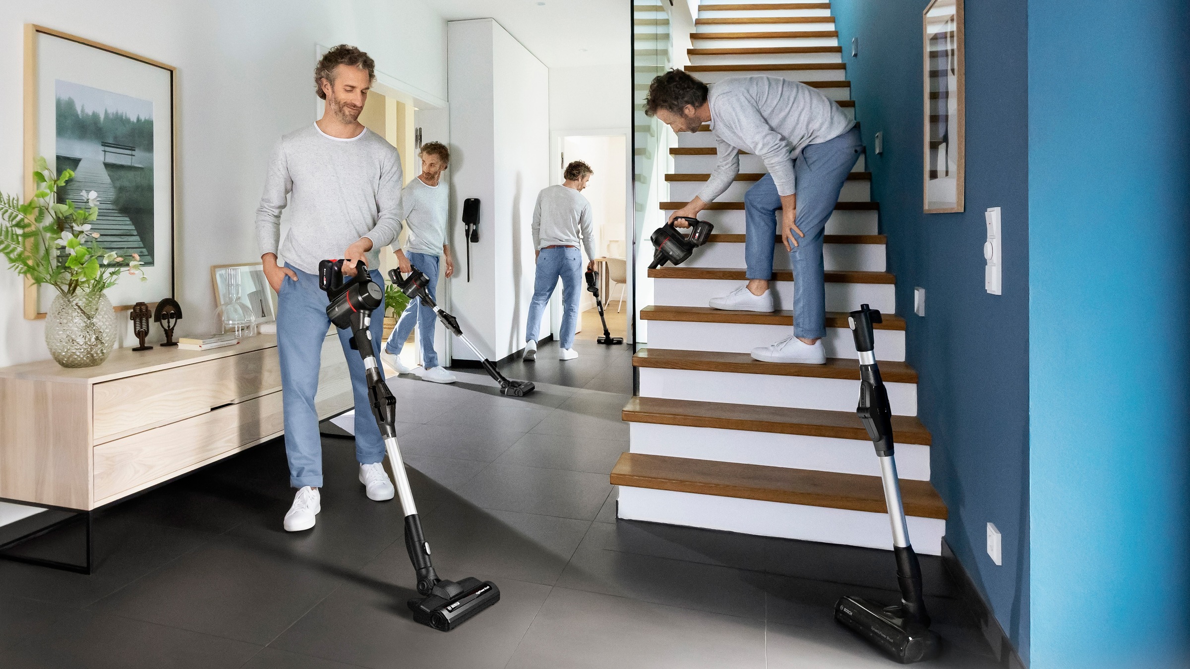 BOSCH Akku-Stielstaubsauger »Unlimited 7 BSS715FRSH, Knickrohr, Hygiene-Filter, 10 J. Motorgarantie«, 2x 5 Ah Akku, lange Laufzeit, Schnellladegerät, viel Zubehör