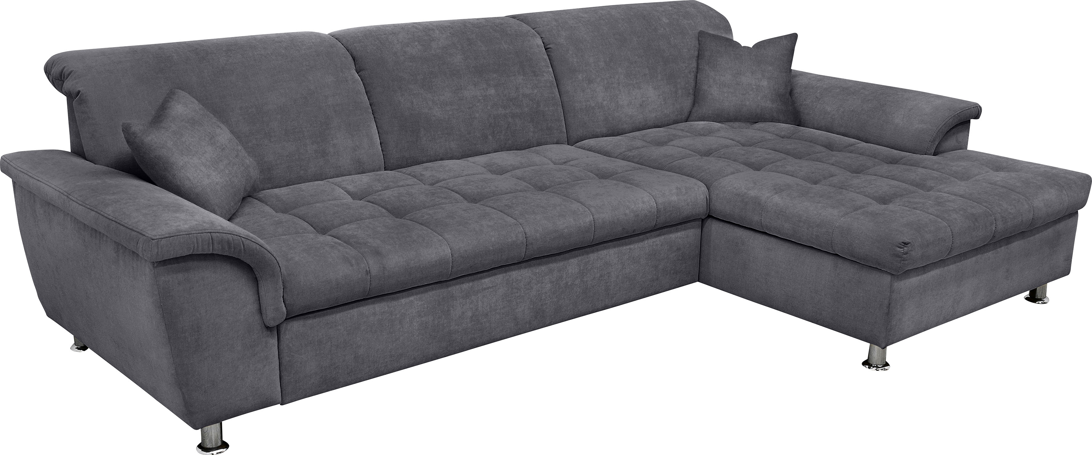 DOMO collection Ecksofa "FRANZI 278x162 cm, L-Form, bequem, belastbar bis 140 kg/Sitz" Chenille, dunkelgrau