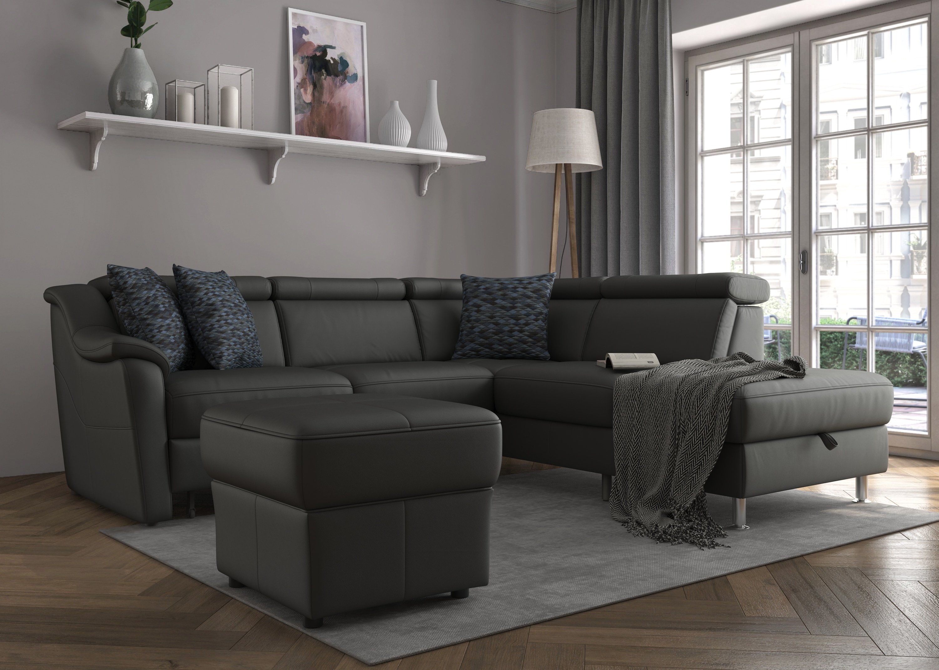 sit&more Ecksofa "Freetown L-Form" inklusive Kopfteilverstellung und komfortablem Federkern