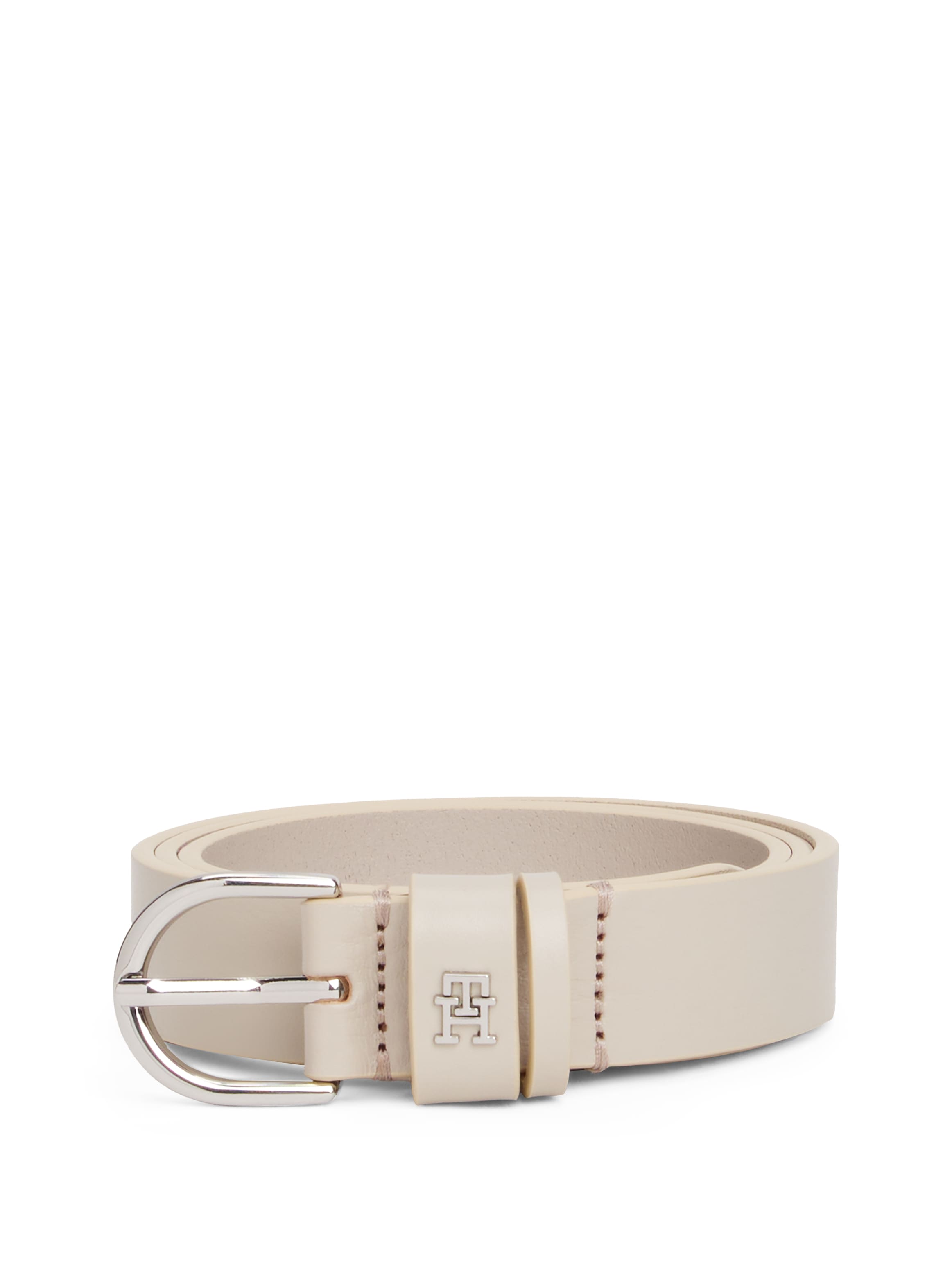 Tommy Hilfiger Ledergürtel »ESSENTIAL EFFORTLESS 2.5 SILVER«, Einfachdornschließe, Metallemblem