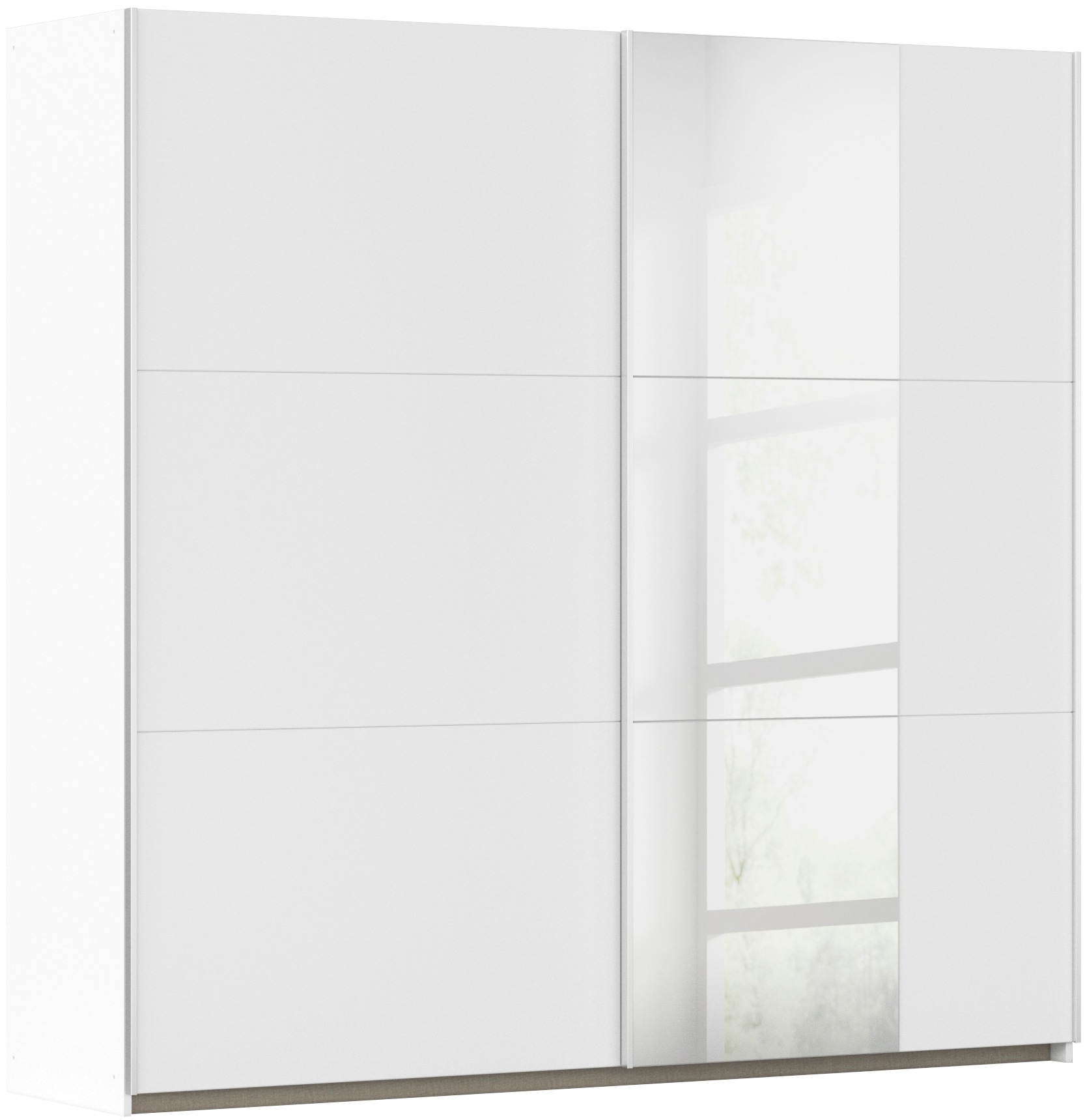 rauch Schwebetürenschrank "Kleiderschrank Drehtürenschrank Schrank Garderobe KRONACH" in 3 Ausstattungen BASIC/CLASSIC/PREMIUM, Breiten 131/175/218/261 cm, optional ohne, mit 1 oder 2 Spiegel, viel Stauraum MADE IN GERMANY