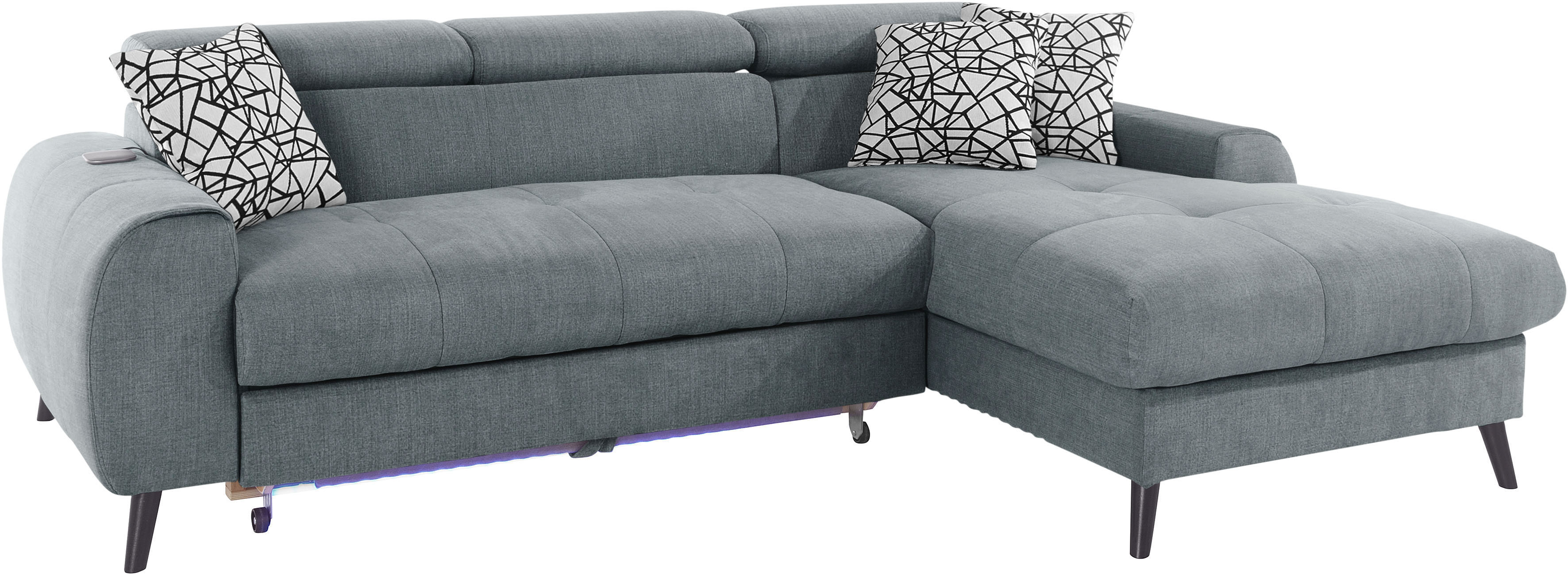 Thumbnail - COTTA Ecksofa "Mia L-Form mit 3 Zierkissen", wahlweise mit Bettfunktion, Bettkasten, Beleuchtung & Wireless-Charger