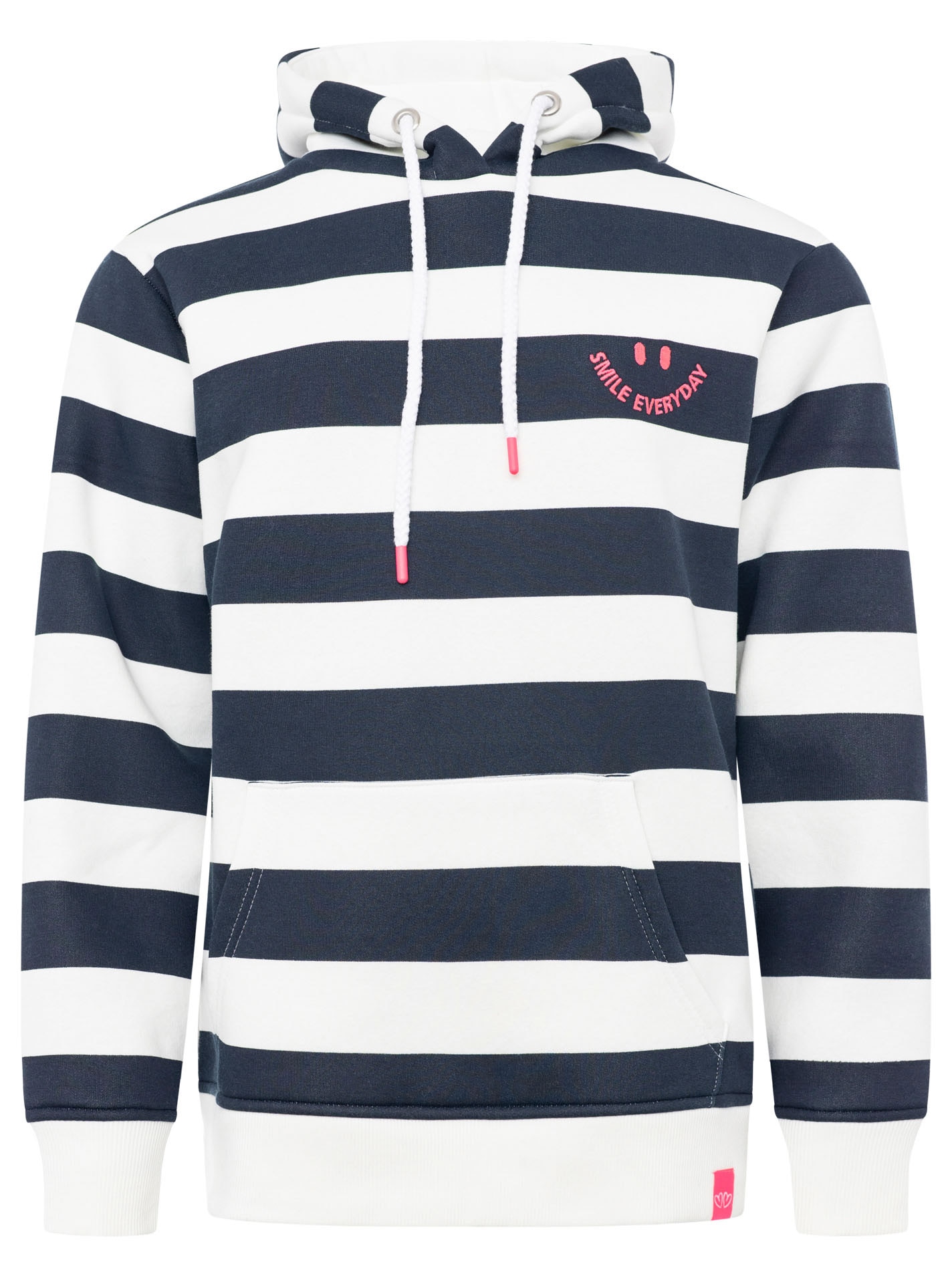 Zwillingsherz Hoodie »"Streifen Smile Everyday"«, Blockstreifen, pinke Stickerei, Kängurutasche, Kapuze
