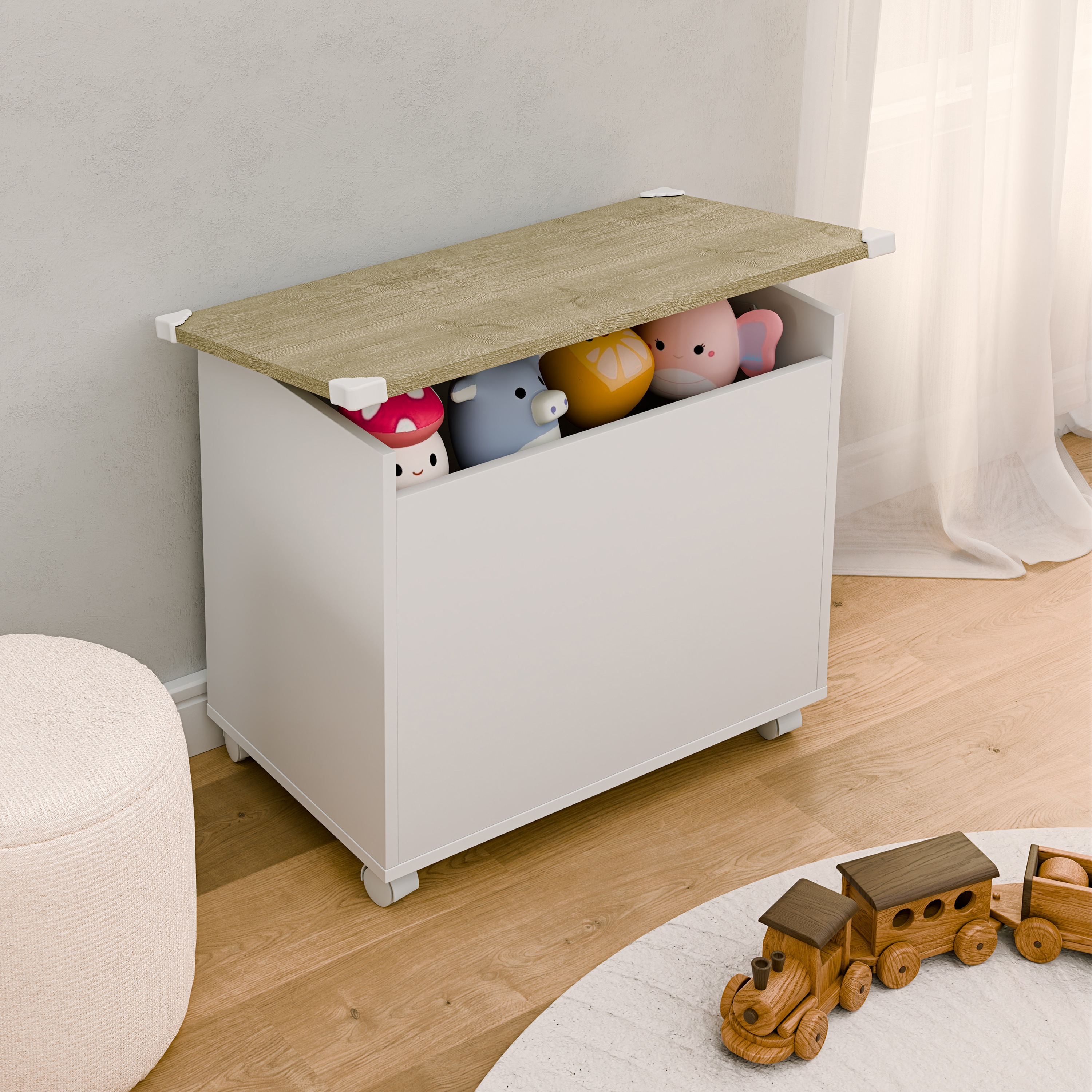 Thumbnail - VCM Sitztruhe "Holz Sitztruhe Sitzbank Truhe Kiste Bosula M"