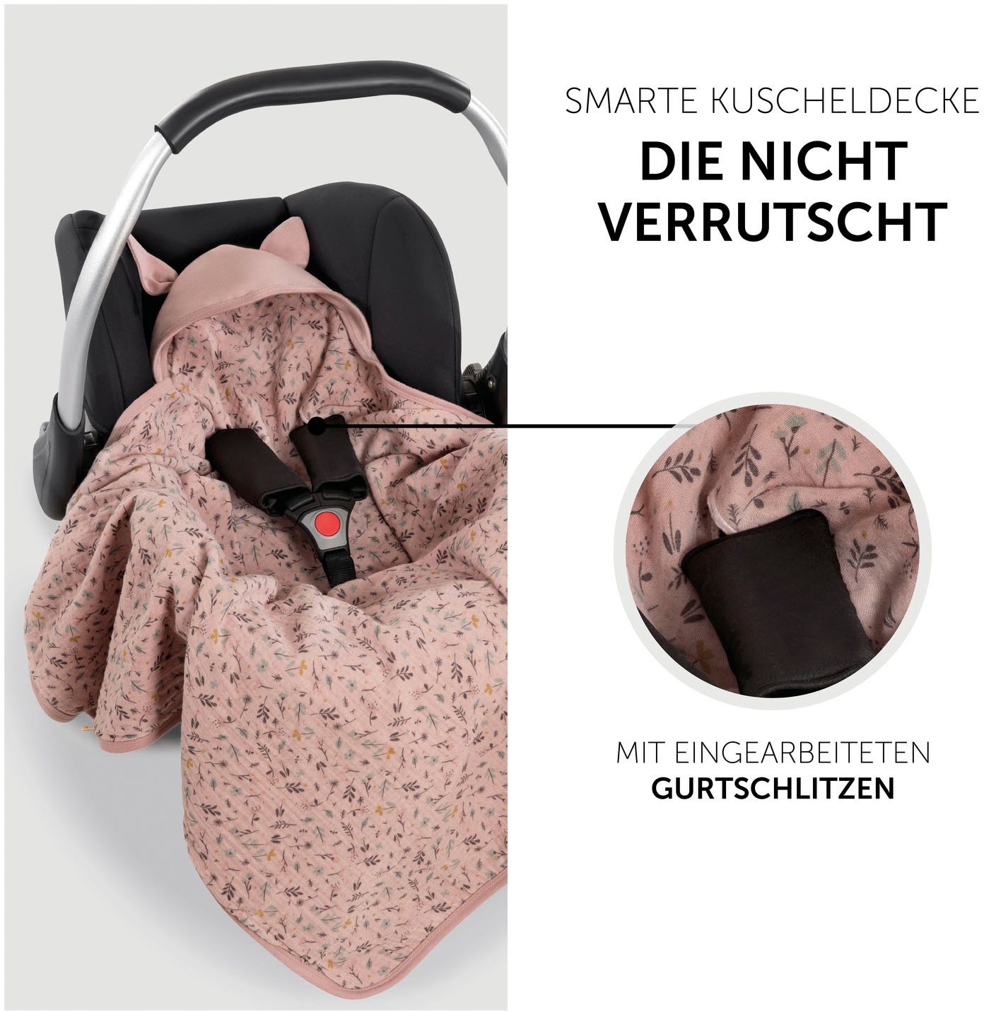 Hauck Babydecke »Baby Einschlagdecke, Snuggle N Dream Bambi Rose«, mit Kapuze