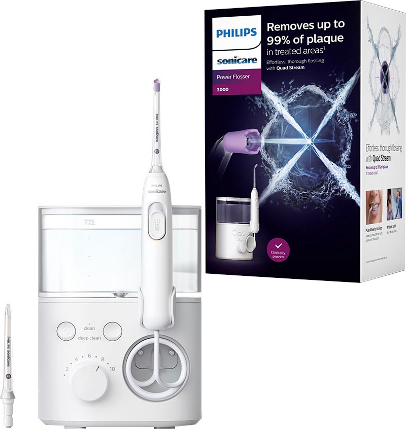 Zahnzwischenraum-Reiniger "Power Flosser 3000 HX3711/20", weiß, PHILIPS SONICARE, B:15cm H:24,6cm T:14cm, Mundduschen, mit Quad Stream-Technologie, 2