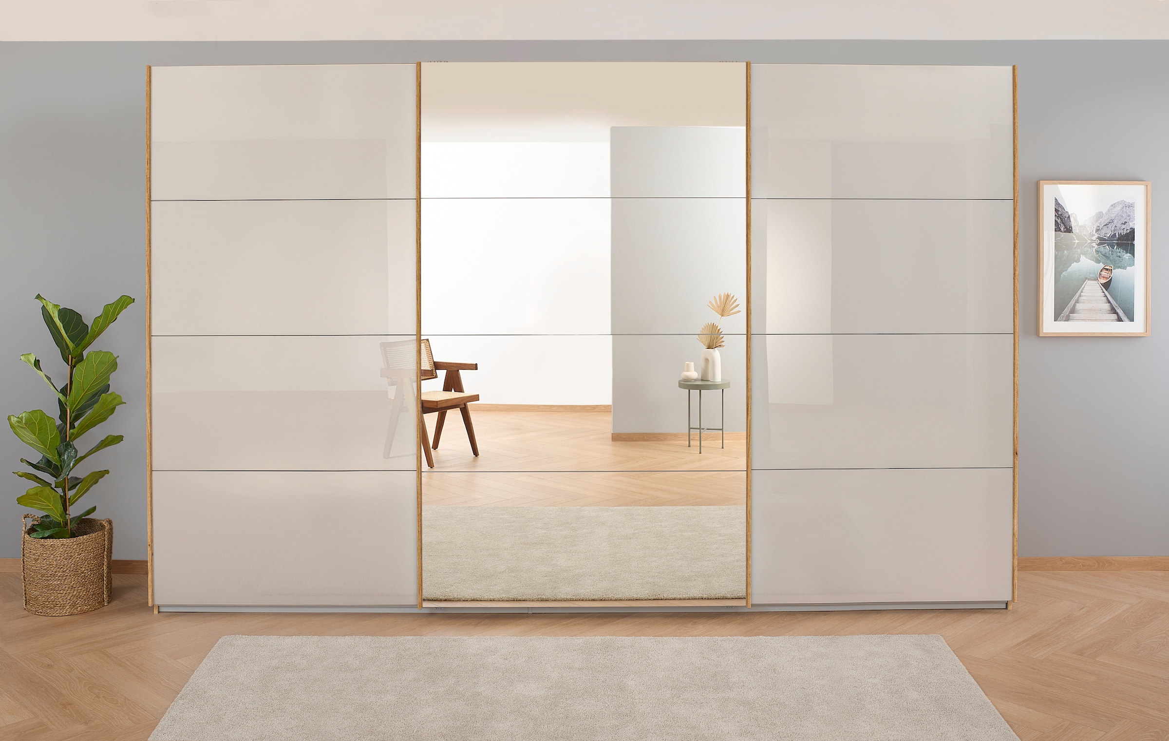 OTTO home Kleiderschrank "Mehrzweckschrank Aktenschrank Möbel Mietswohnung Schlafzimmer KOLUNA" 3 Ausstattungen BASIC/CLASSIC/PREMIUM (inkl. SOFT-CLOSE-FUNKTION), Breiten 203/271/315/360 cm Höhen 210/229 Glas-Front MADE IN GERMANY