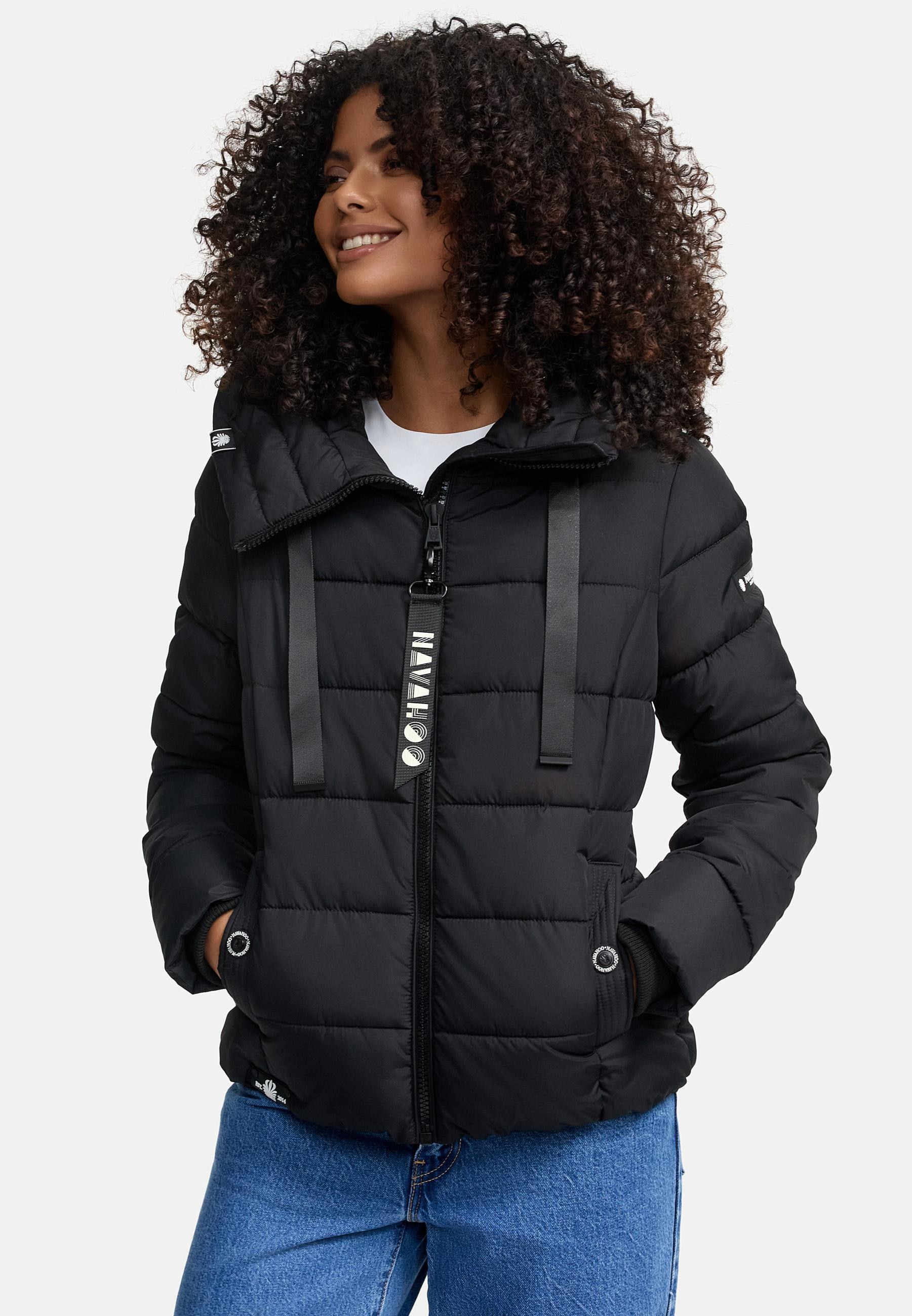 Navahoo Steppjacke »Amayaa«, mit Kapuze, stylische Damen Winterjacke mit coolen Applikationen