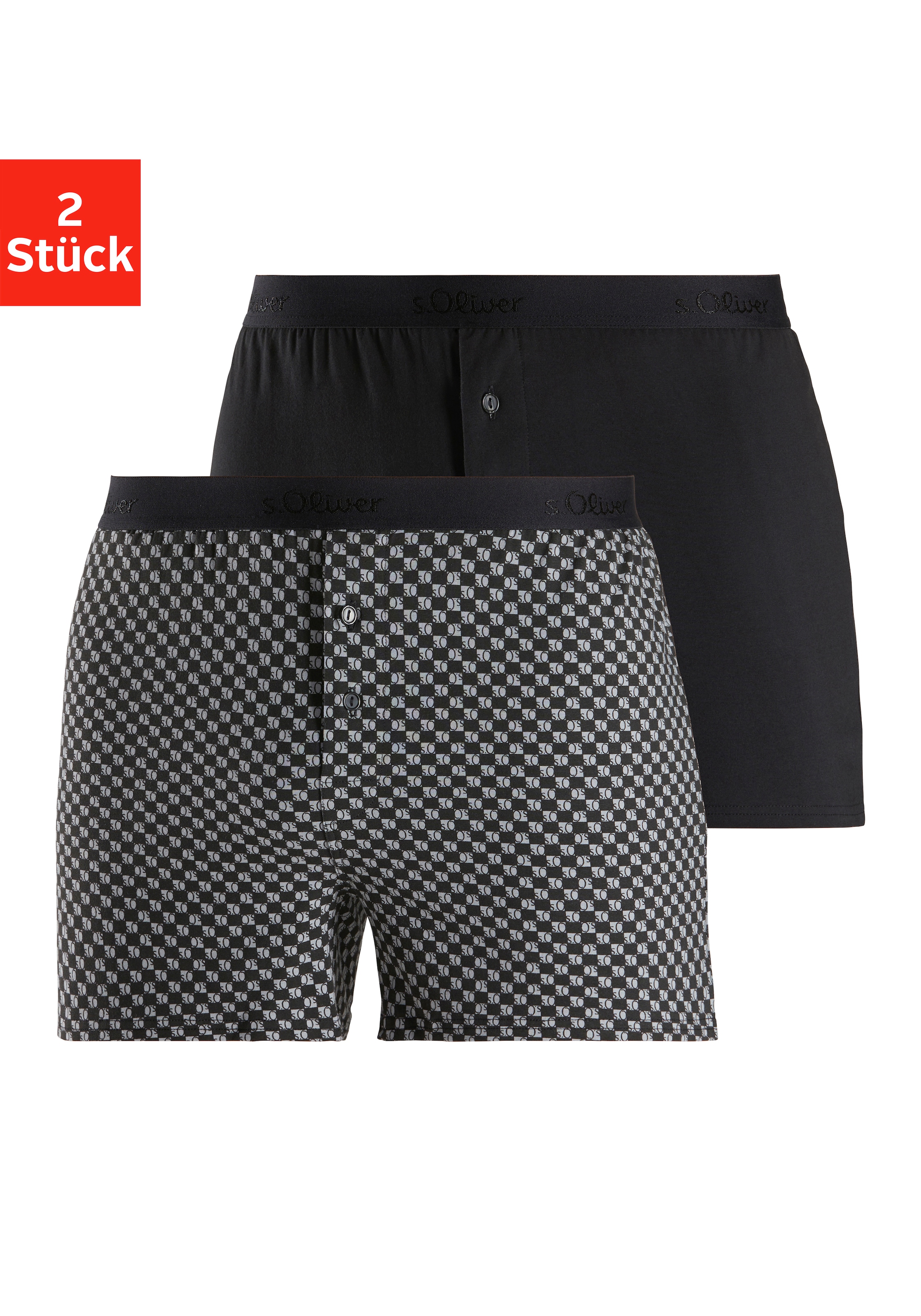 s.Oliver Weiter Boxer Packung, 2 Stk. tlg., unifarben und gemustert günstig online kaufen