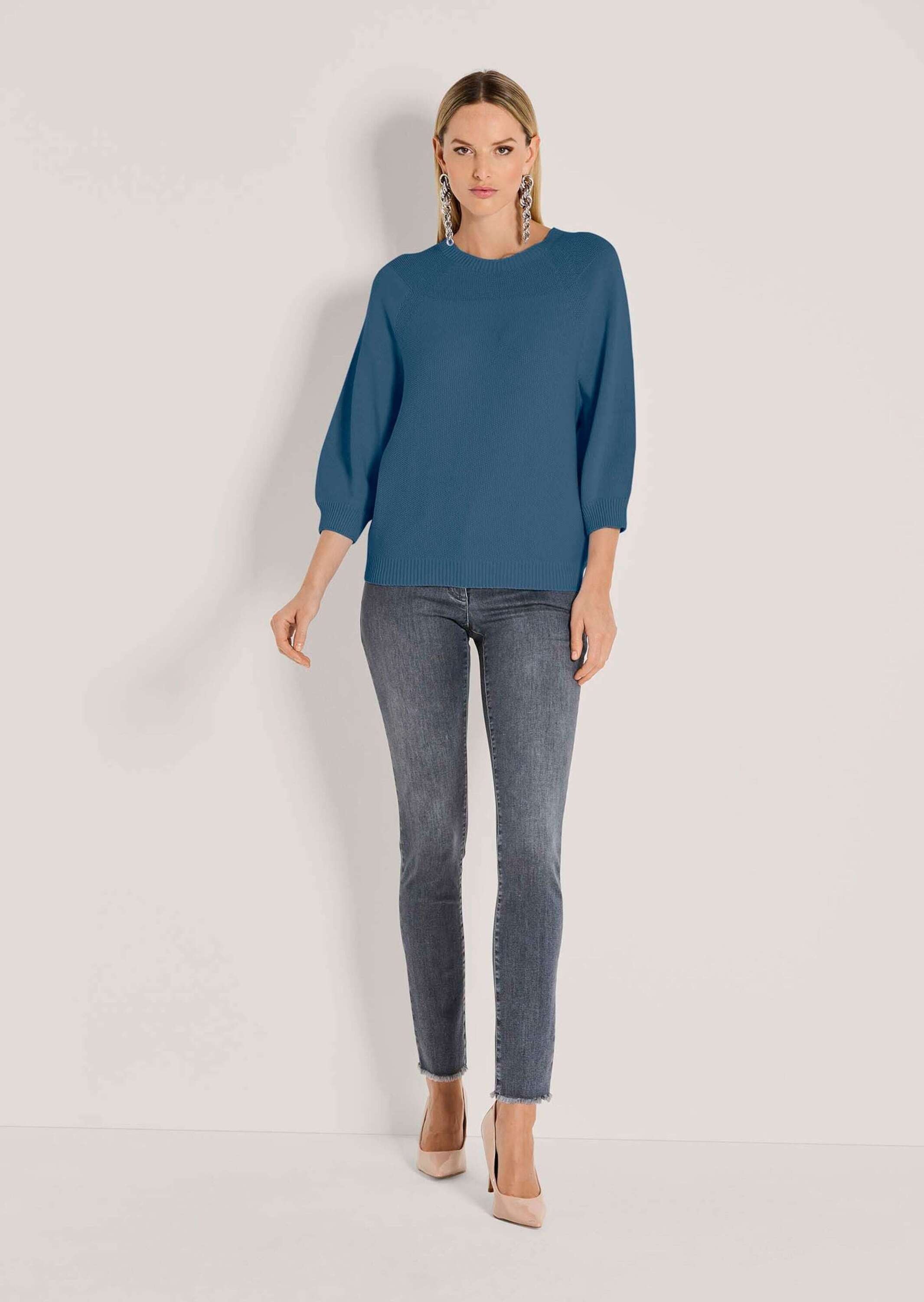 MADELEINE Longpullover "Strickpullover Zeitloser Baumwollpullover mit Perlf günstig online kaufen