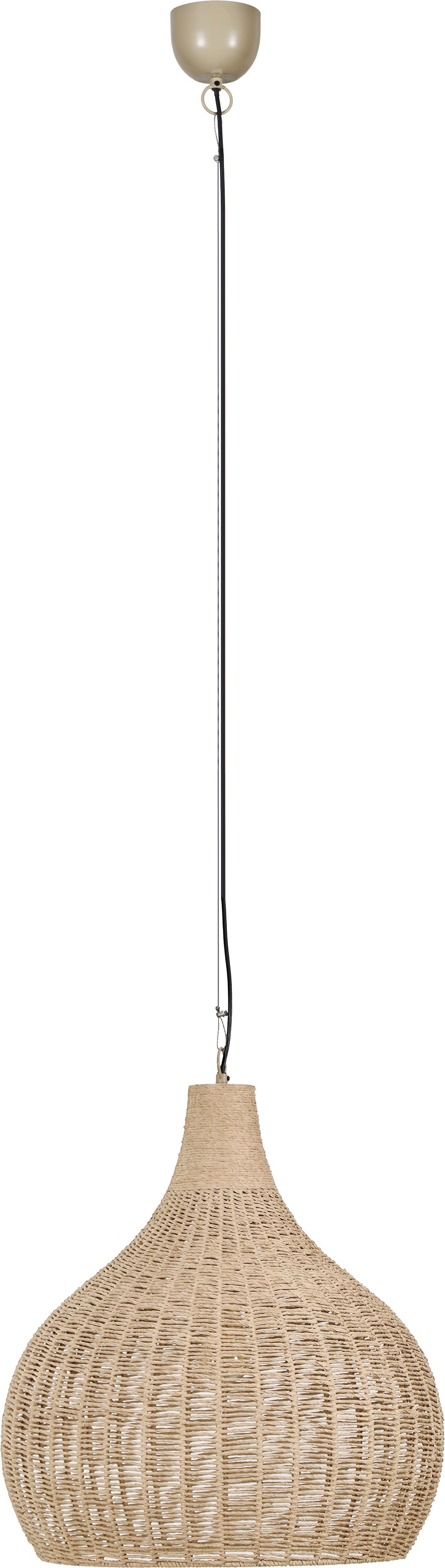 TRIO Leuchten Pendelleuchte »JANNE, große Hängelampe mit Juteschirm Korb Optik Ø 54cm Höhe 183 cm« E27 1 Stk. warmweiß - kaltweiß exkl 1x E27 max 10W, Hängeleuchte Küche Schlafzimmer Esszimmer