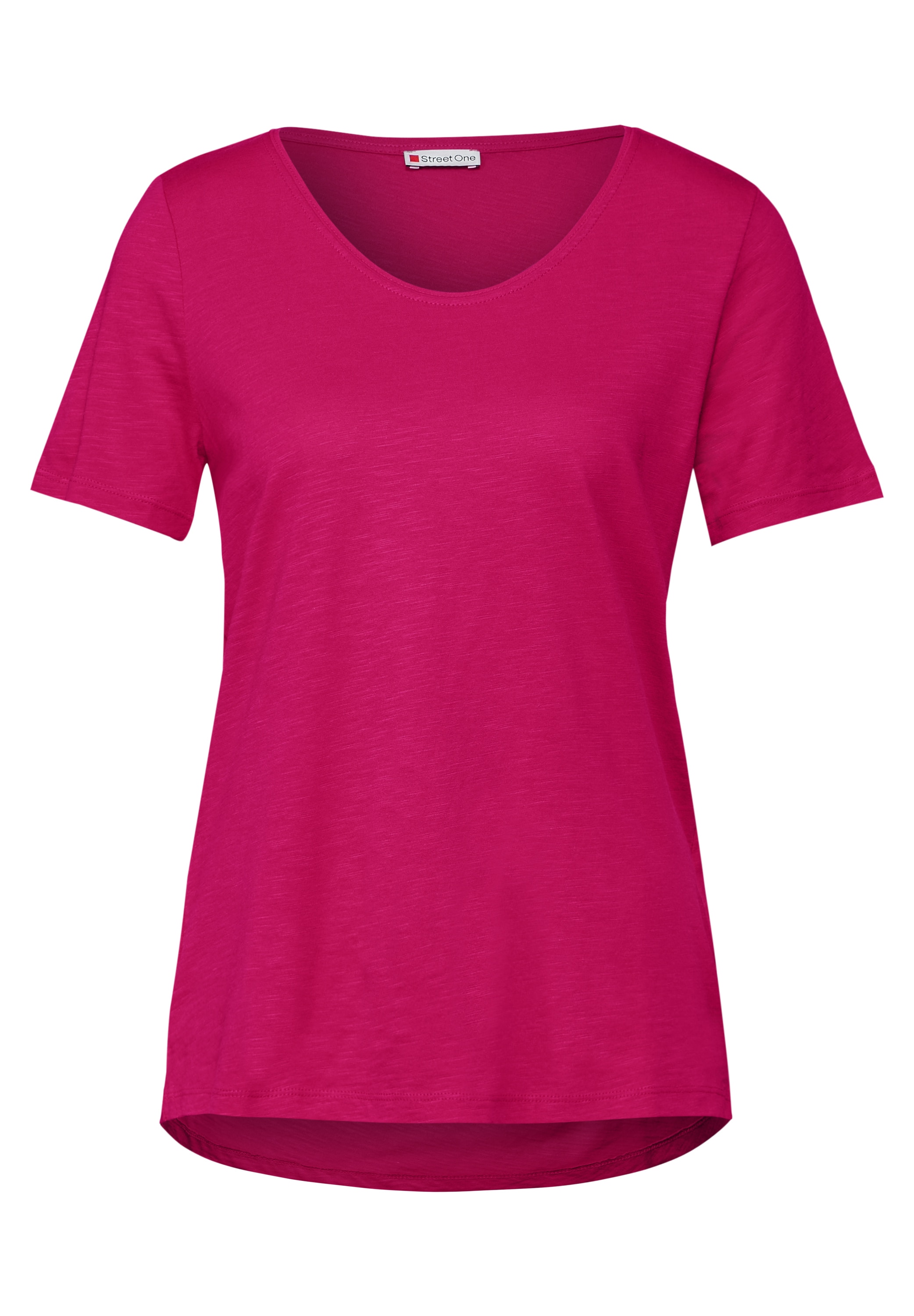 STREET ONE V-Shirt, mit abgerundetem V-Ausschnitt