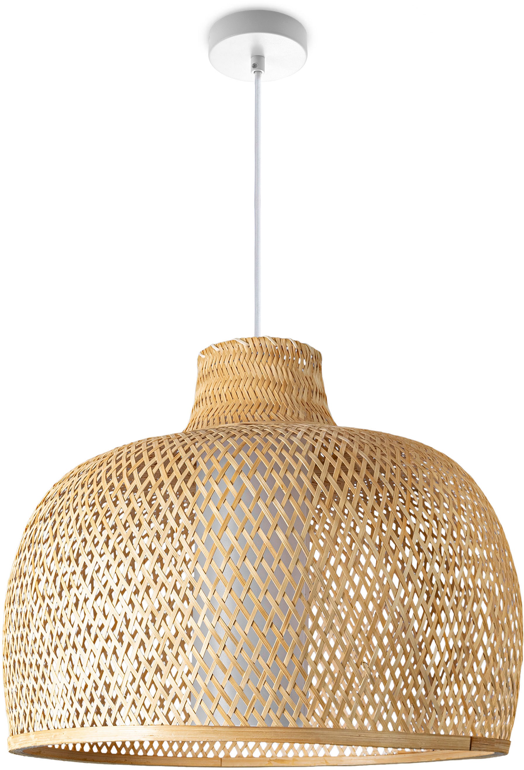 Paco Home Pendelleuchte »TOPU«, Leuchtmittel E27 | ohne Leuchtmittel, Bambus Pendellampe Korblampen Boho Rustikal Wohnzimmer LED Lampe E27