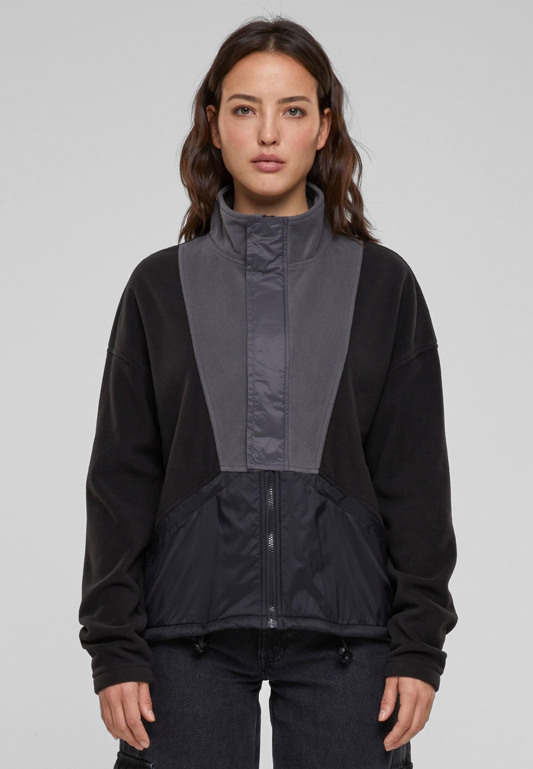 URBAN CLASSICS Trainingsjacke »Urban Classics Damen Ladies Polarfleece Track Jacket«, (1 St.), ohne Kapuze