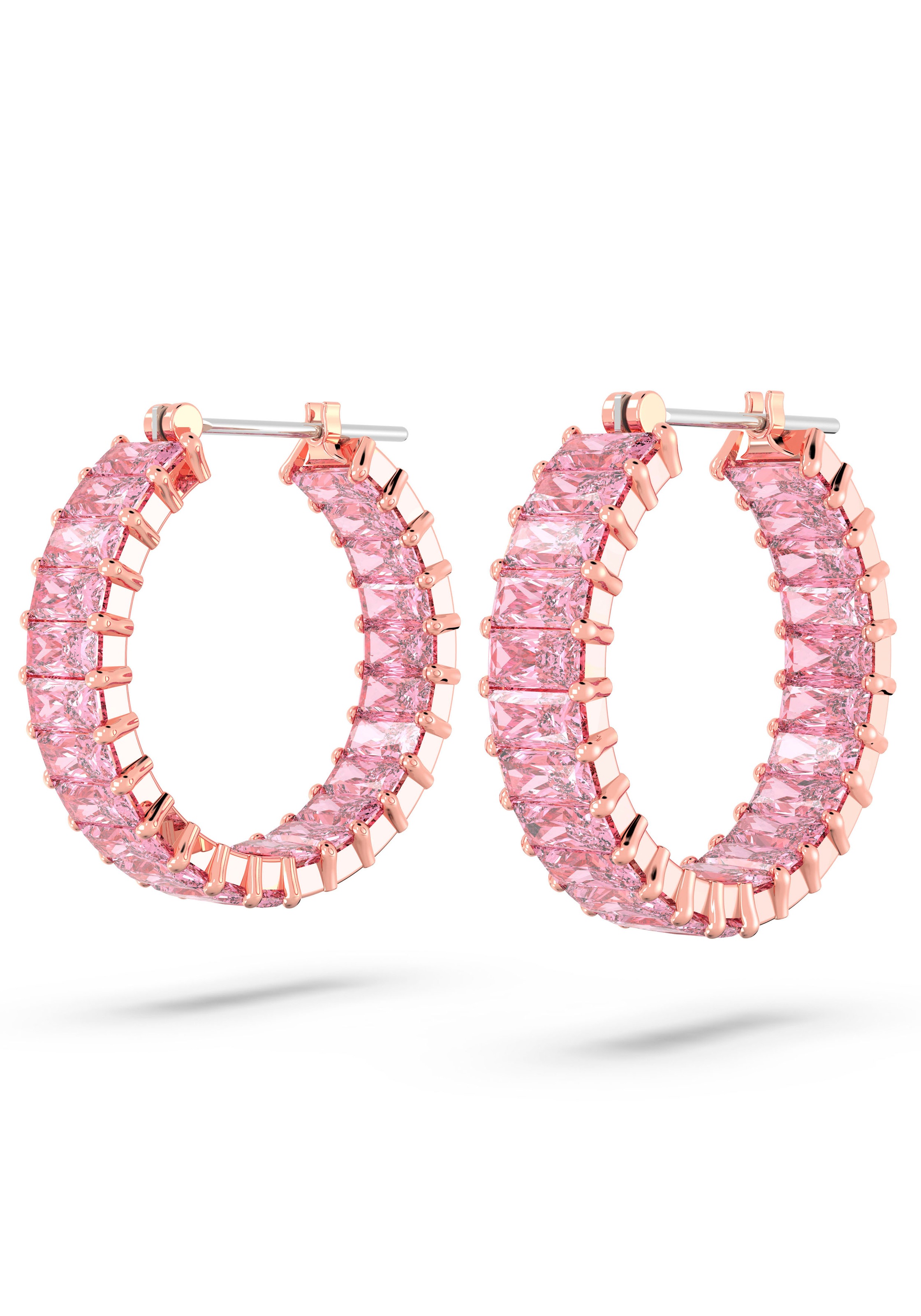 Paar Creolen SWAROVSKI "Matrix", rosa (roségoldfarben, pink, pink), Ohrringe, Damen, Metall, mit Swarovski Kristall 3