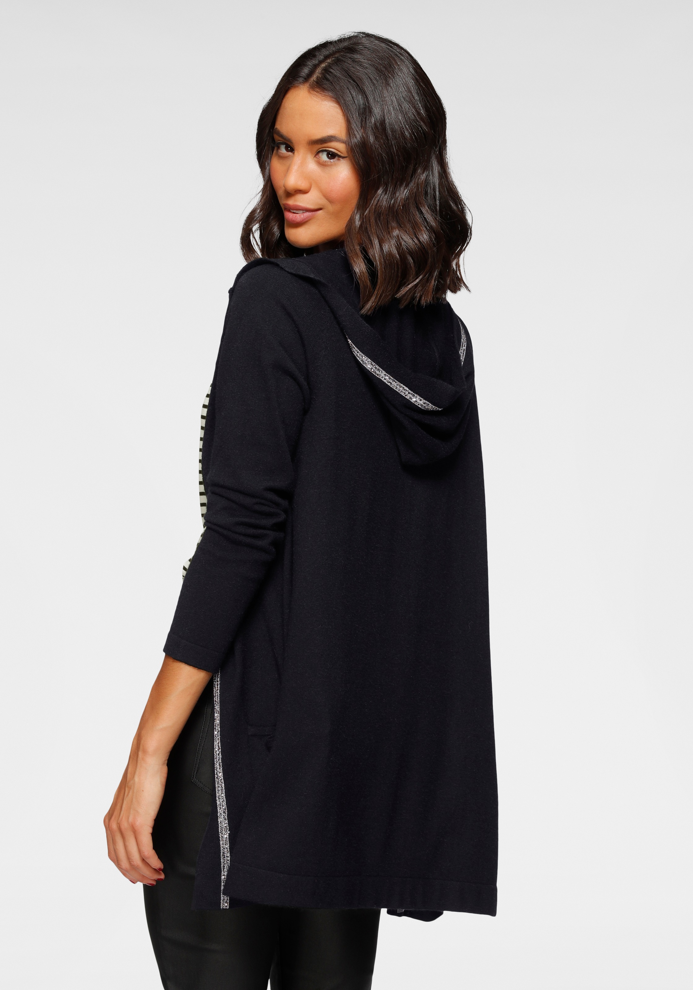 Laura Scott Longstrickjacke, mit Kapuze und Schmuckband günstig online kaufen