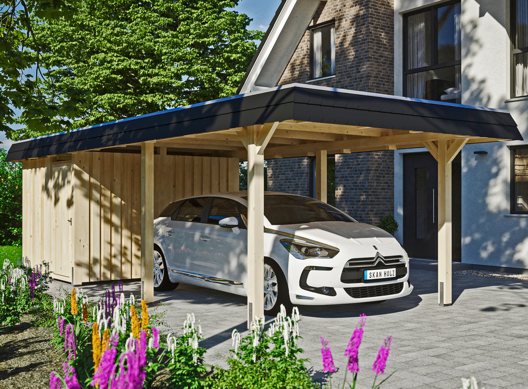 Skanholz Einzelcarport "Wendland" Leimholz 291 cm natur