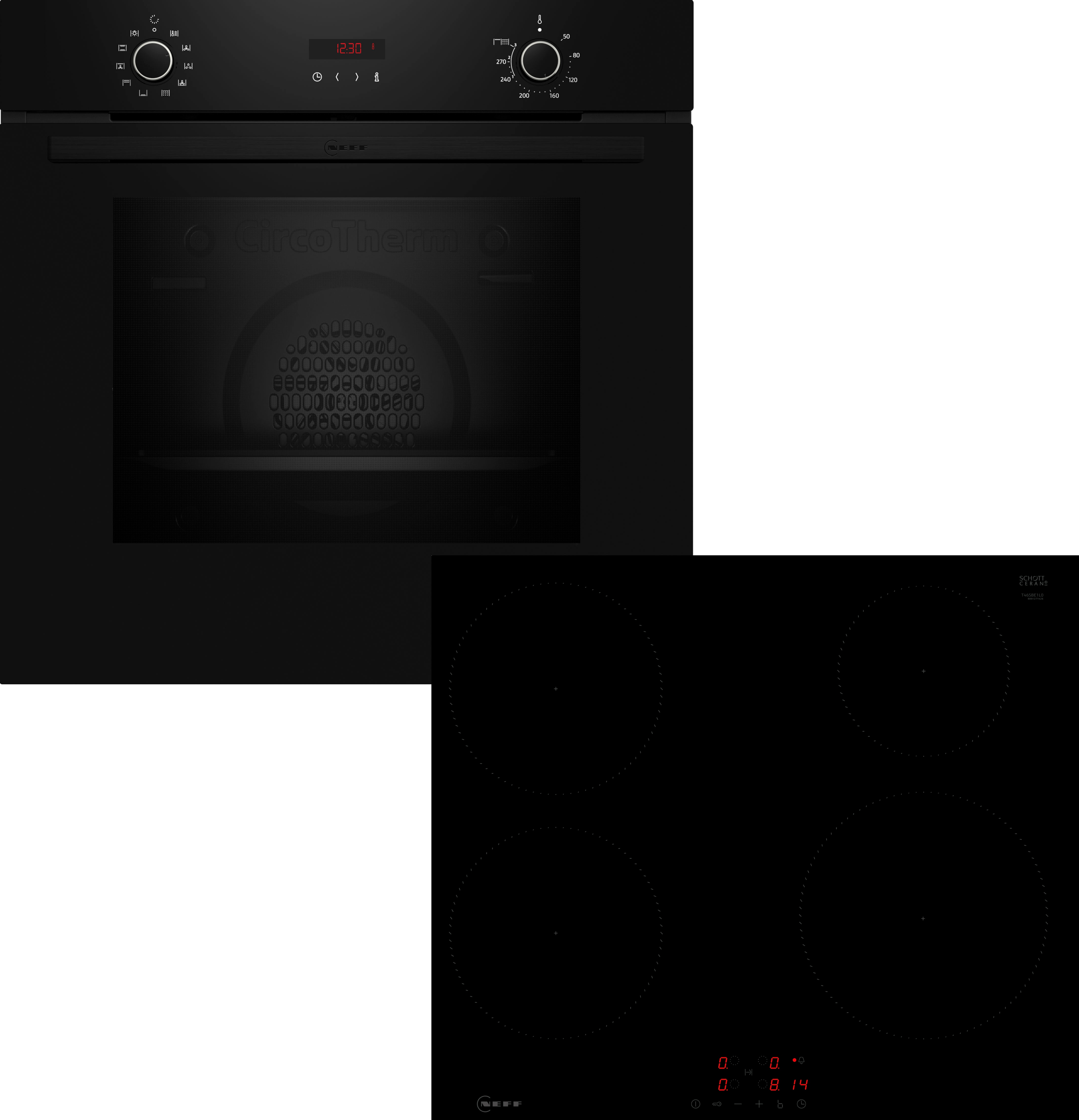 NEFF Backofen-Set "B2CCG6AK3" mit Teleskopauszug nachrüstbar Pyrolyse-Selbstreinigung Mühelose Pyrolyse-Reinigung & Backen auf 3 Ebenen mit CircoTherm