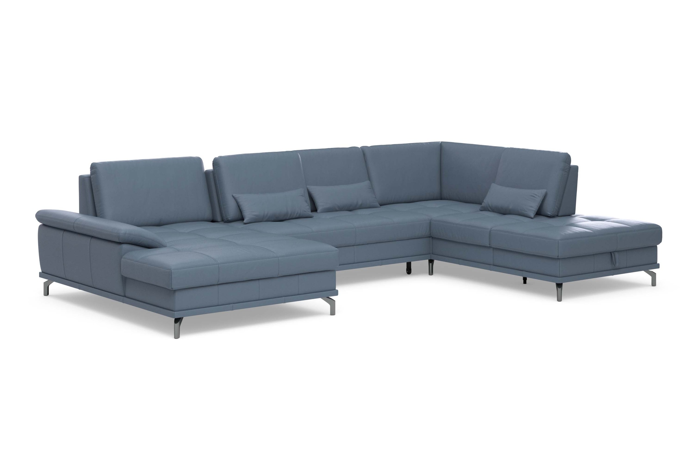Places of Style Wohnlandschaft »Costello U-Form, mit Sitztiefenverstellung, Armteilverstellung und«, 3 Nierenkissen, optional Bettfunktion und Bettkasten