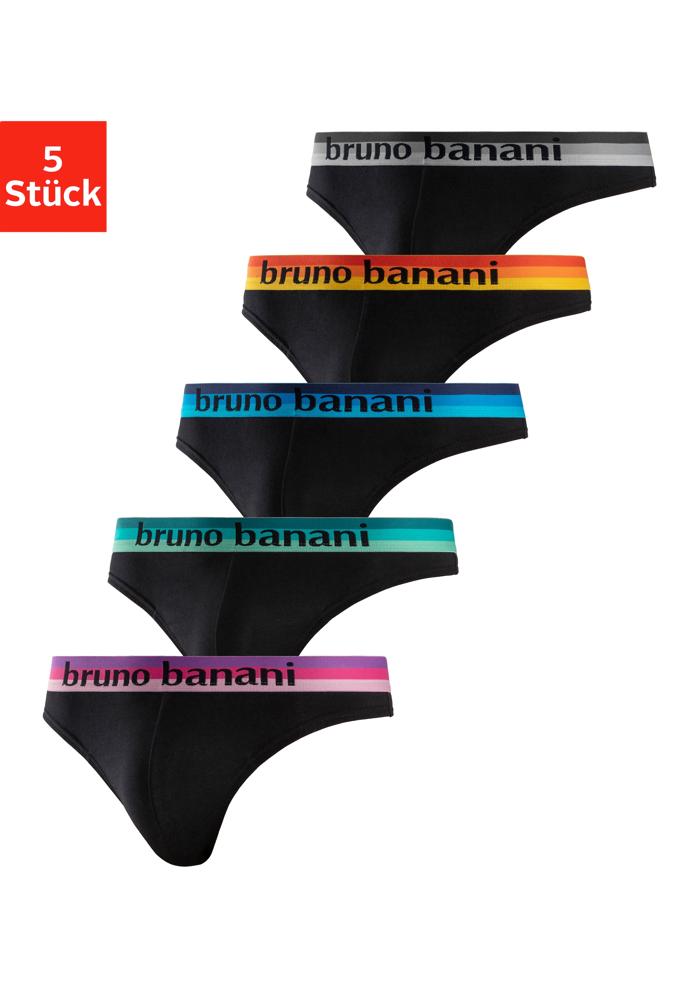 Bruno Banani String Packung, 5 Stk. mit Streifen Logo Webbund günstig online kaufen