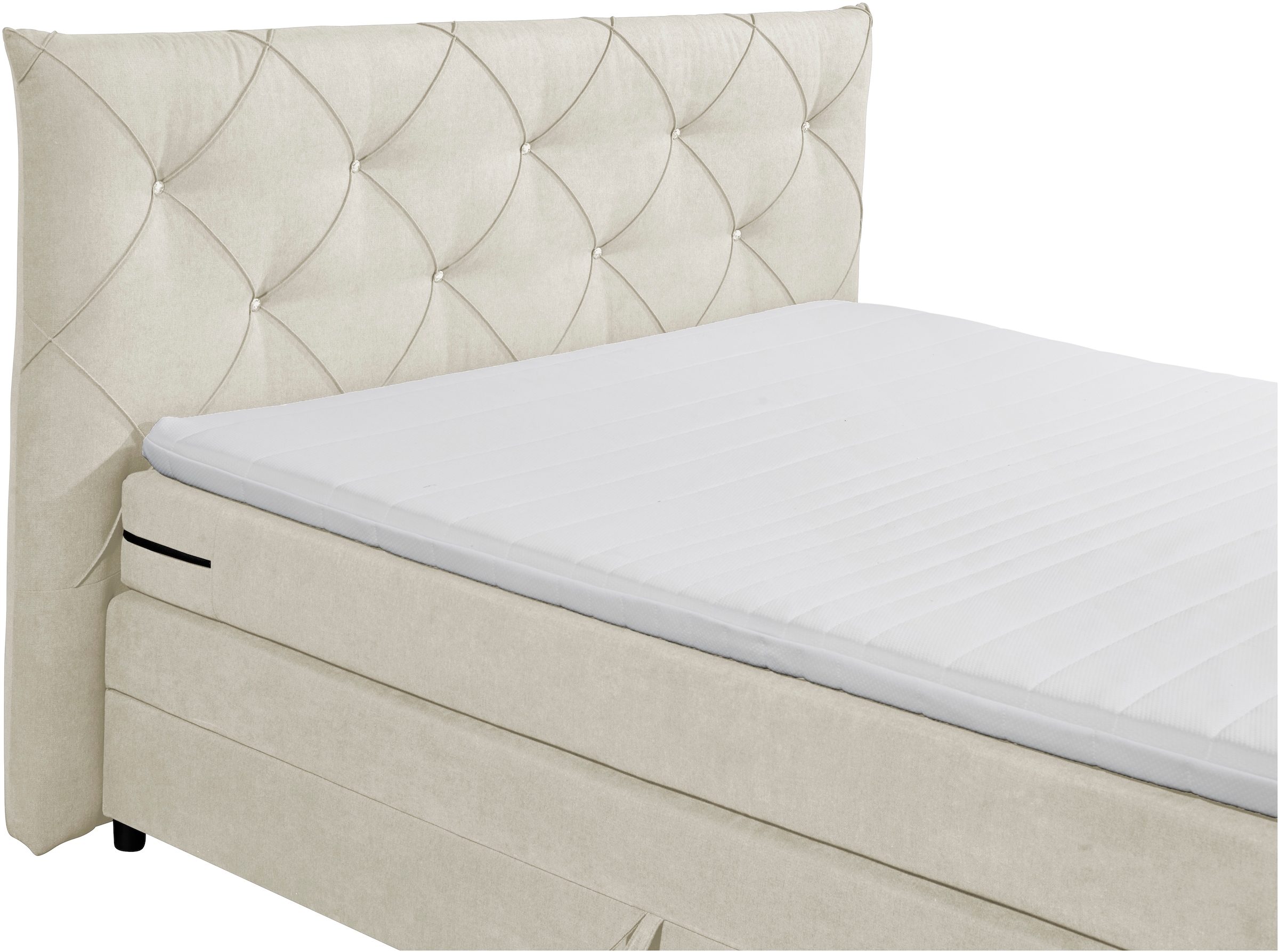 ED EXCITING DESIGN Boxspringbett »Villano«, mit Strasssteinen, Breite: 180cm, mit Bettkasten, inkl. Topper