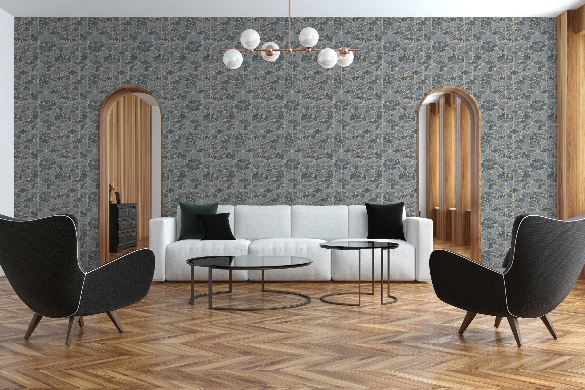 living walls Vliestapete »Metropolitan Stories, Alena St. Petersburg«, 3D-Optik-geometrisch, Tapete Geometrisch Tapeten Wohnzimmer Schlafzimmer Küche Design Optik
