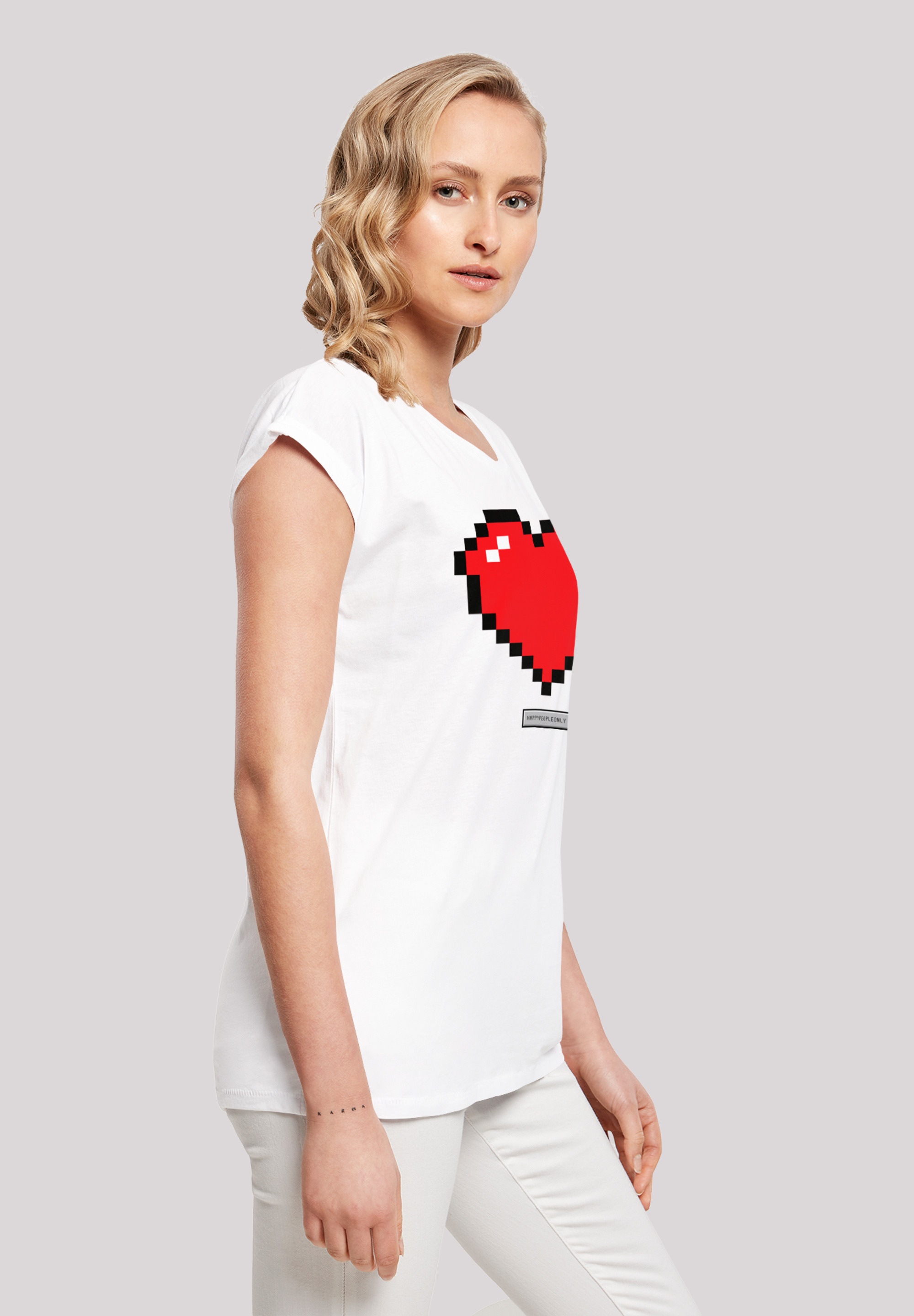 F4NT4STIC T-Shirt »Pixel Herz Good Vibes Happy People« Print
