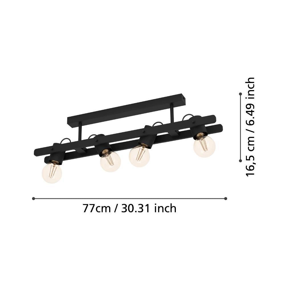 EGLO Deckenleuchte »PLIMSOLL«, 4 flammig, Leuchtmittel E27 | ohne Leuchtmittel, Deckenlampe, Holz und Metall in Schwarz, FSC100PA, Deckenspot, E27