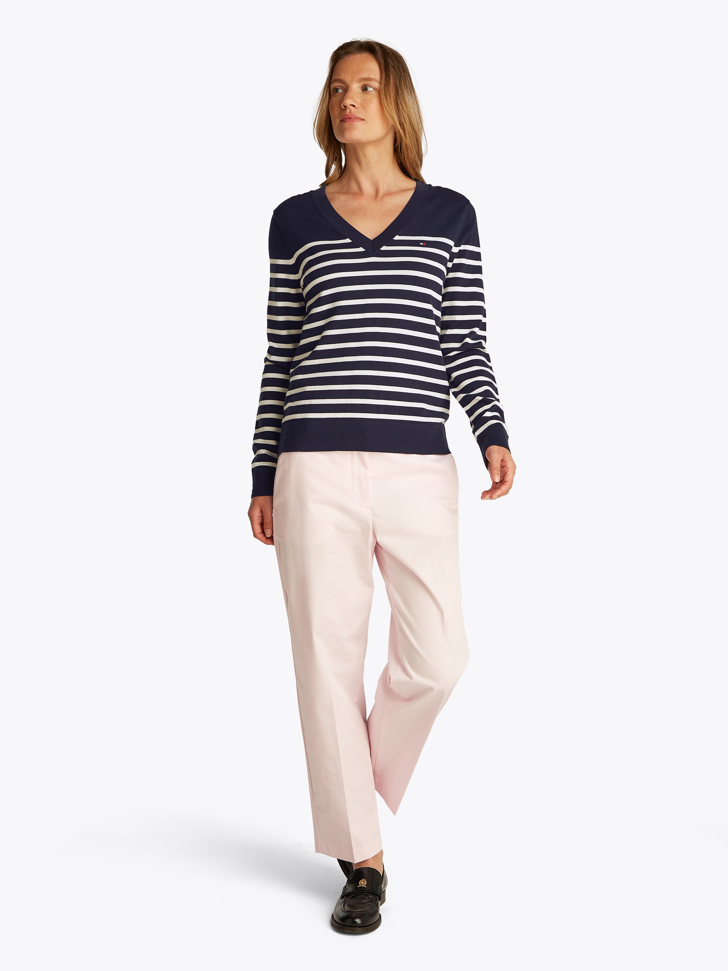 Tommy Hilfiger V-Ausschnitt-Pullover, mit Logo-Stickerei