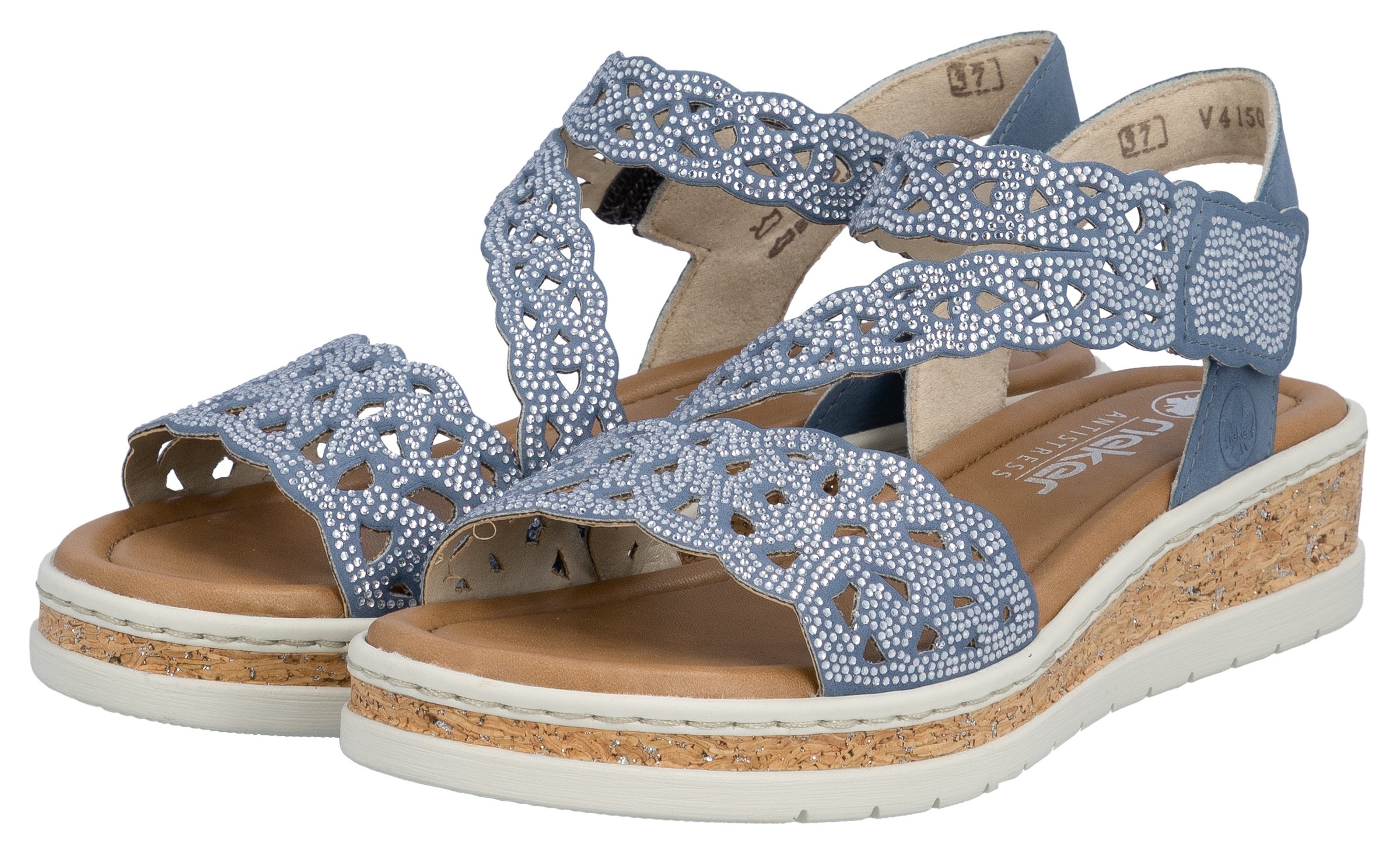 Rieker Keilsandalette  Keilsandalette, Sommerschuh, Urlaubsschuh mit Glitzersteine